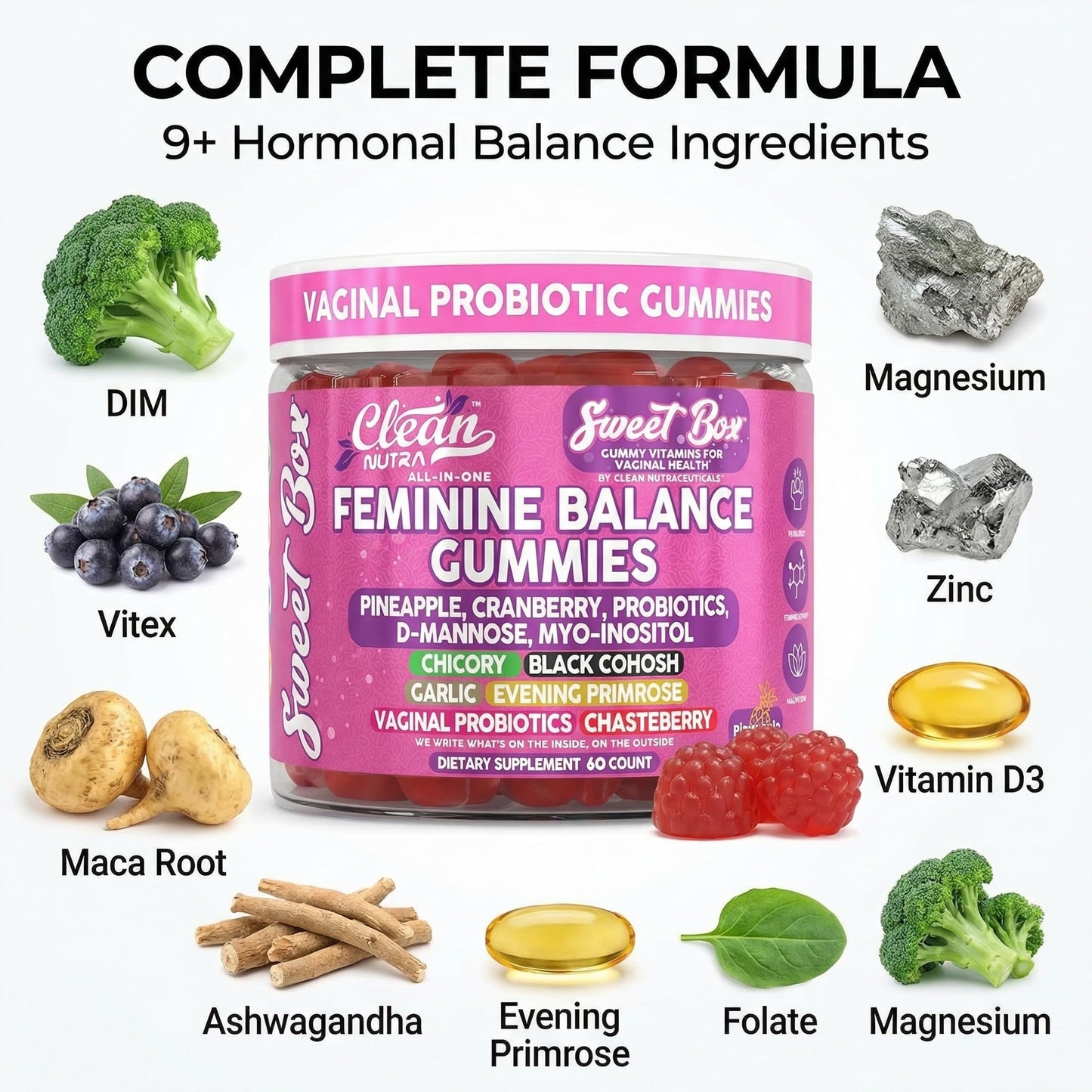 Clean Nutraceuticals Feminine Balance for Women 60 Gummies