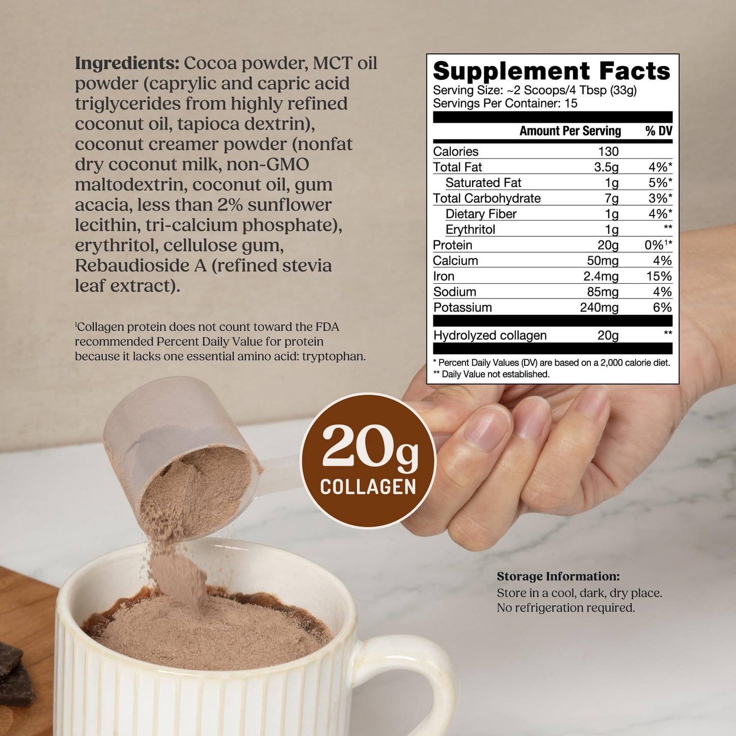 Bulletproof Chocolate Collagen Protein Powder with MCT Oil, 17.6 Oz