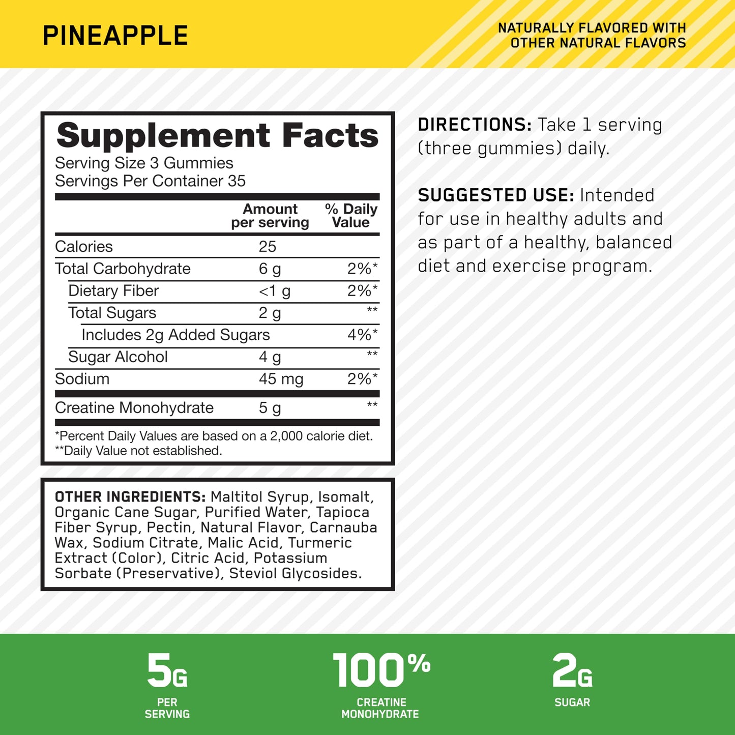 Optimum Nutrition Creatine Monohydrate Gummies 105 Count