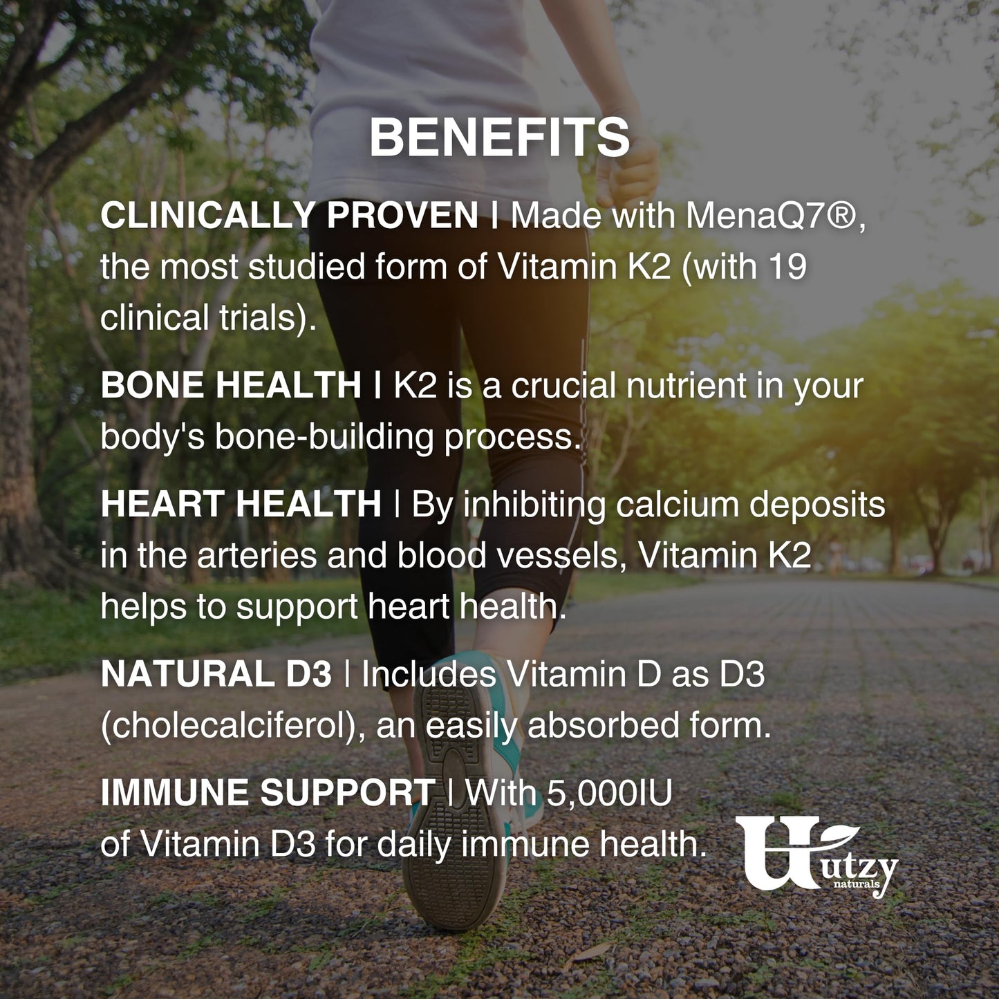 Utzy Naturals Vitamin K2 + D3 60 Capsules