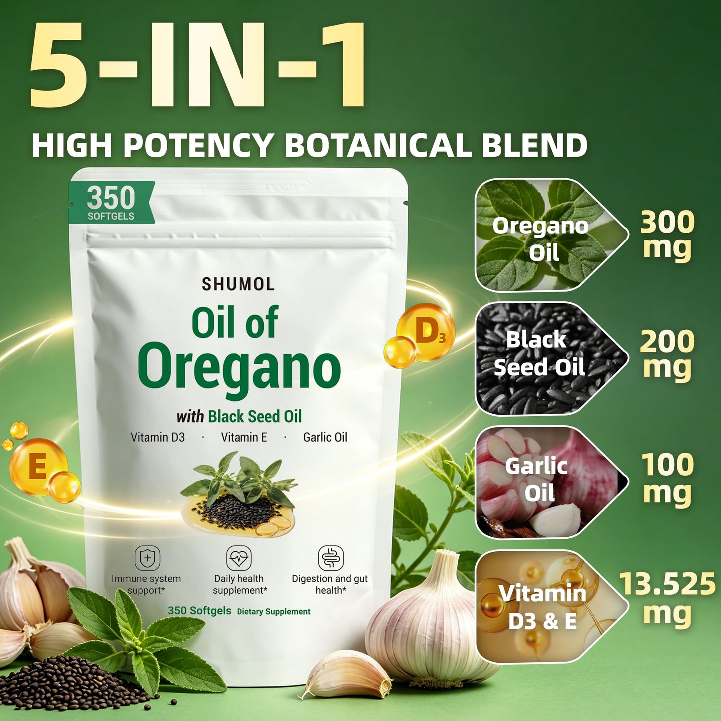 Shumol Oil of Oregano Softgels, 350 Count