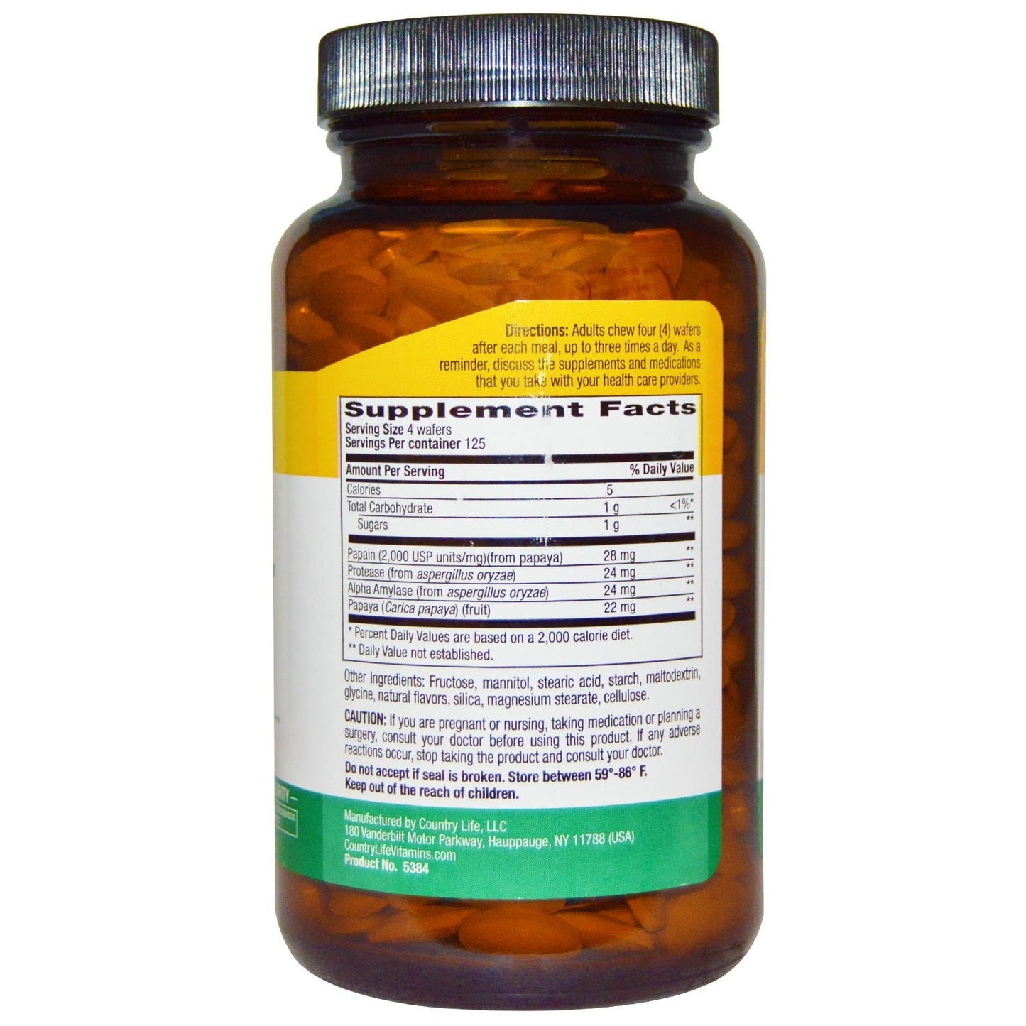 Country Life Papaya Tabs Chewables 500