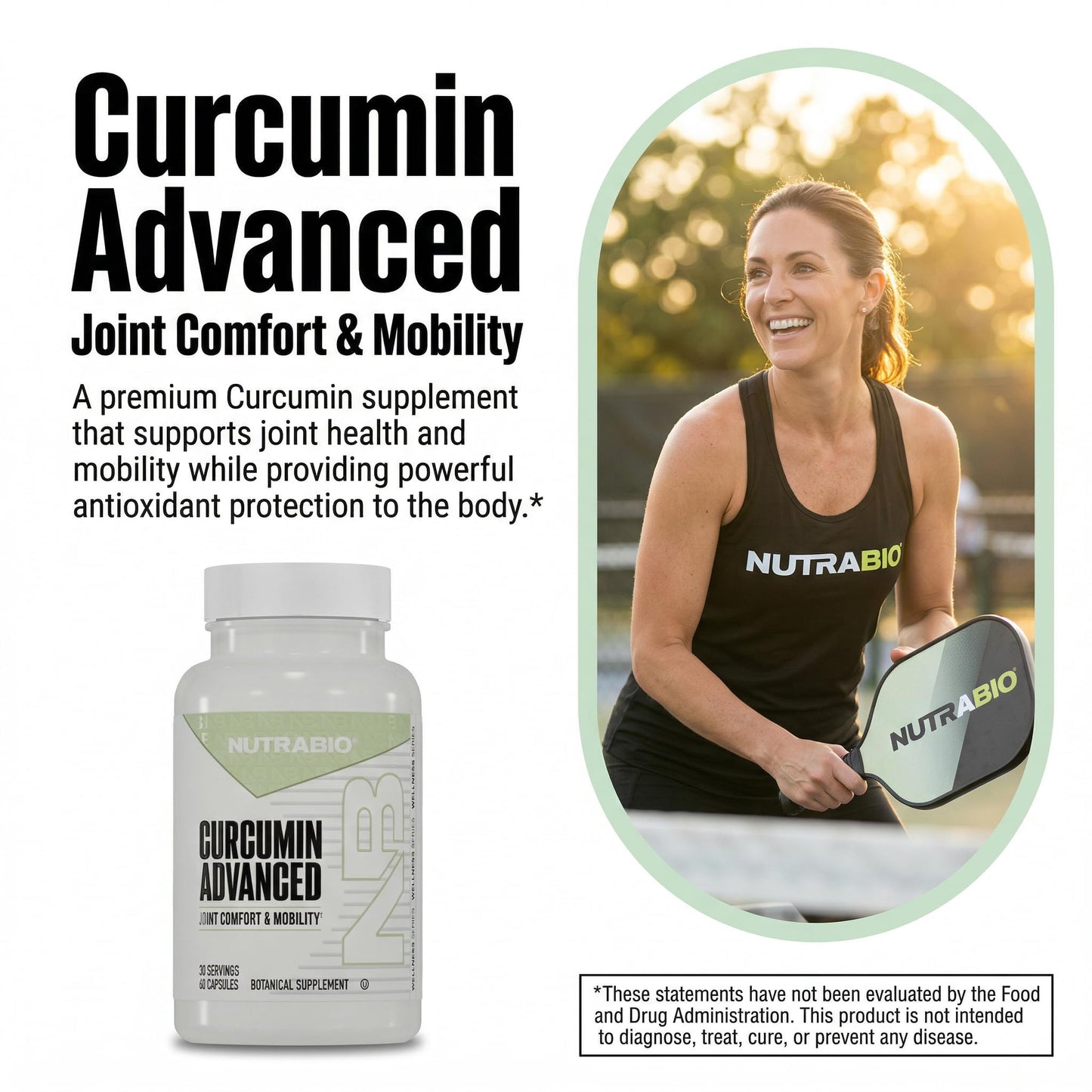 NutraBio Curcumin Advanced Digestion & Joint Support Complex with Bromelain, Ginger Root Extract, Bioperine, and AstraGin, 60 Capsules