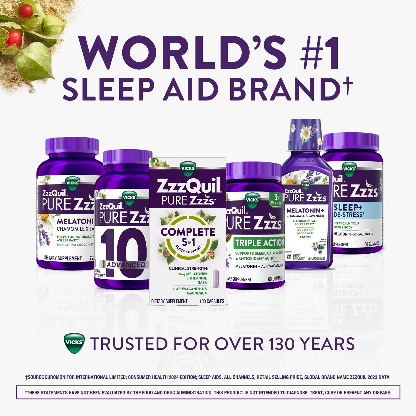 ZzzQuil Pure Zzzs Complete Sleep Capsule, Melatonin 10mg, L-Theanine, GABA, with Ashwagandha and Magnesium Sleep Aid, 100 Count