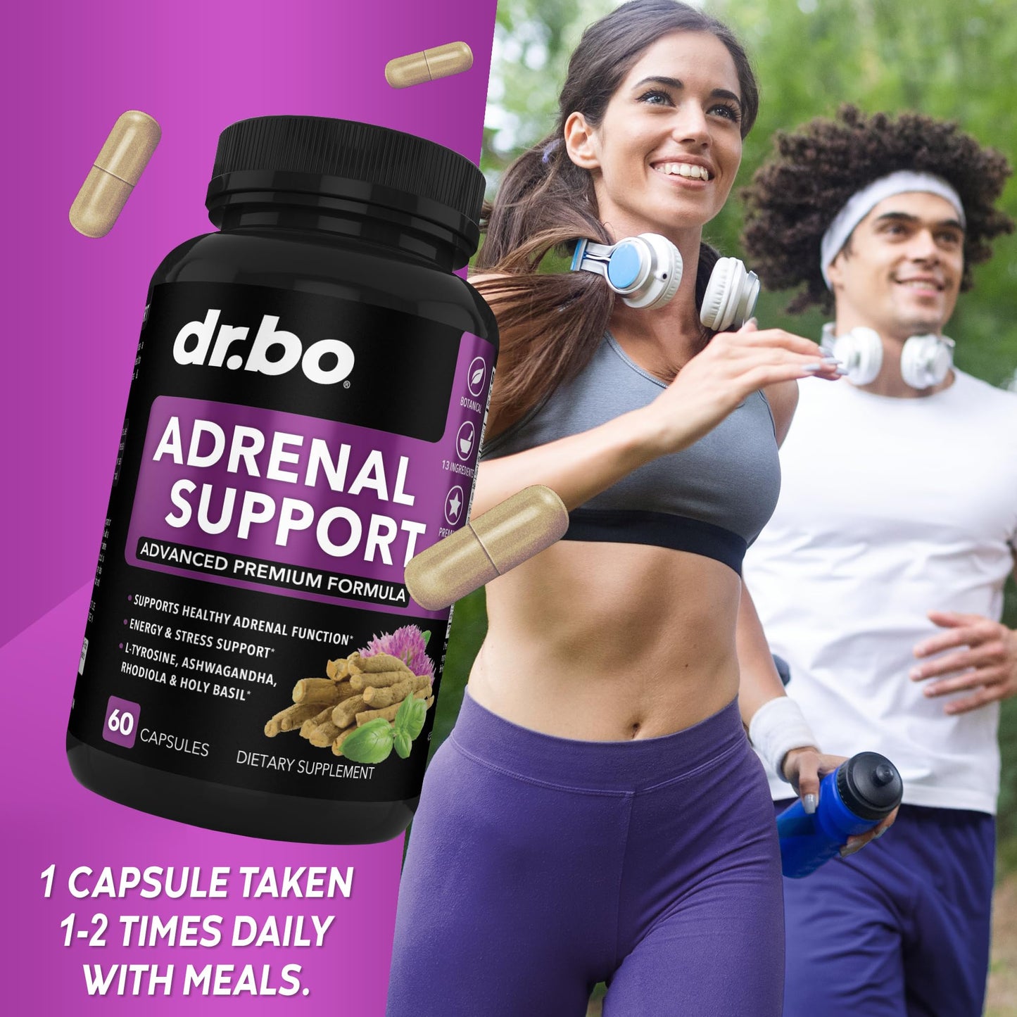 DR. BO Adrenal Support & Organic Superfood Greens & Fruit Supplements Tablets 120