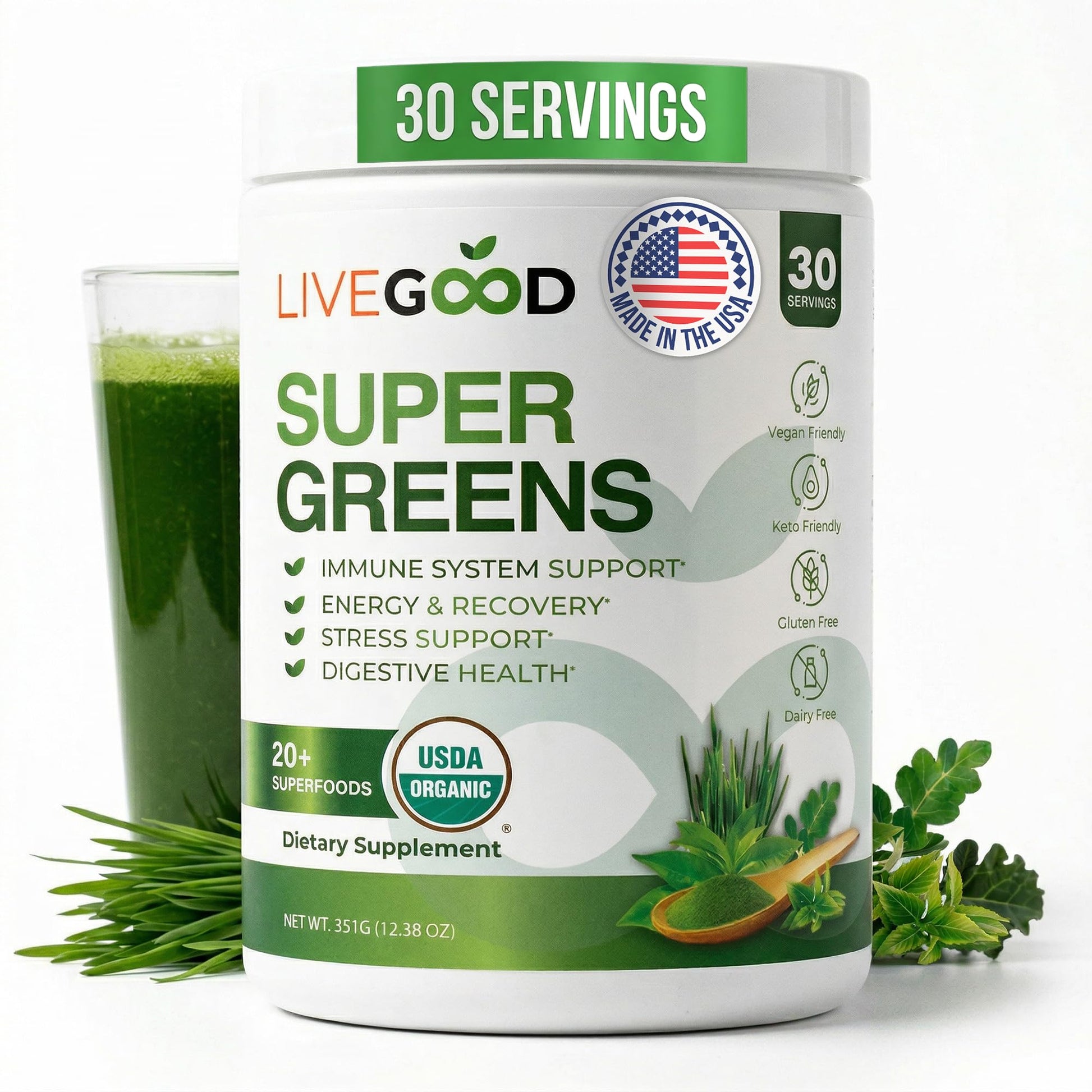 LIVEGOOD Daily Greens Powder 12.38 Ounce