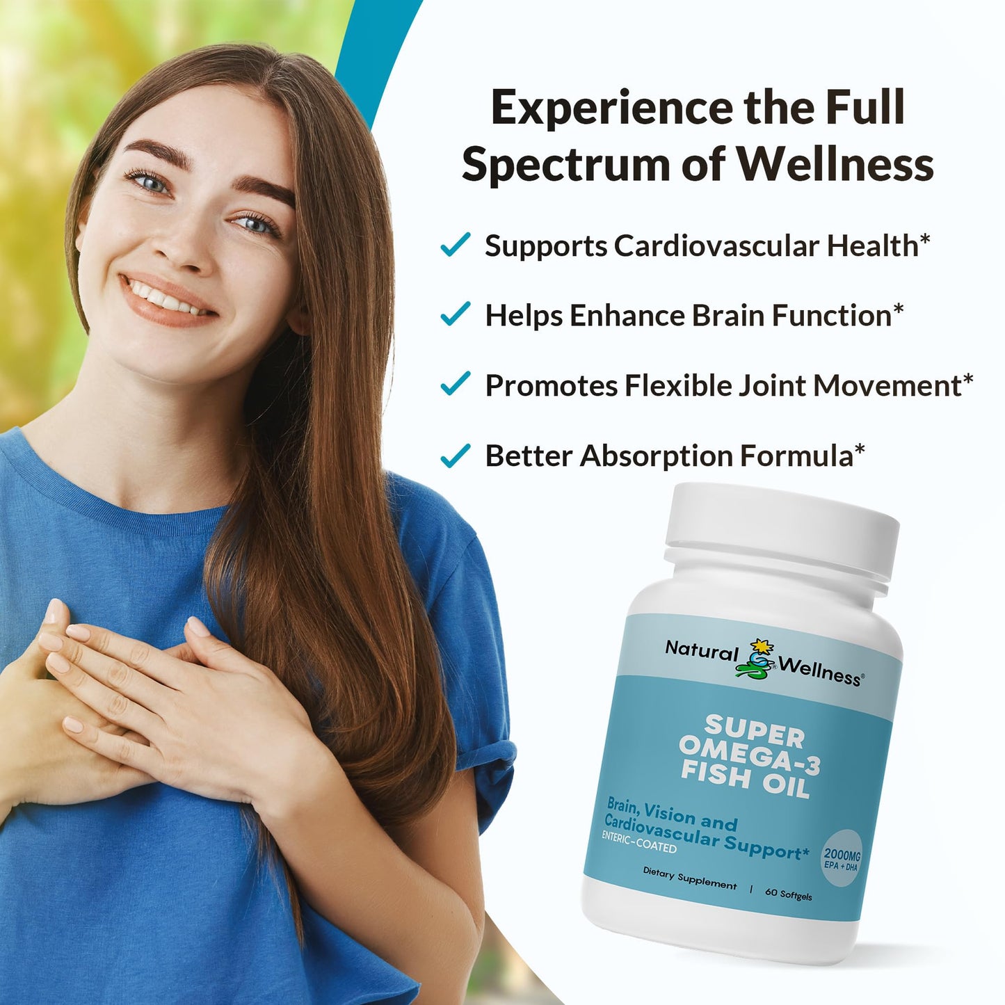 Natural Wellness Super Omega-3 Fish Oil Softgels 60 Count
