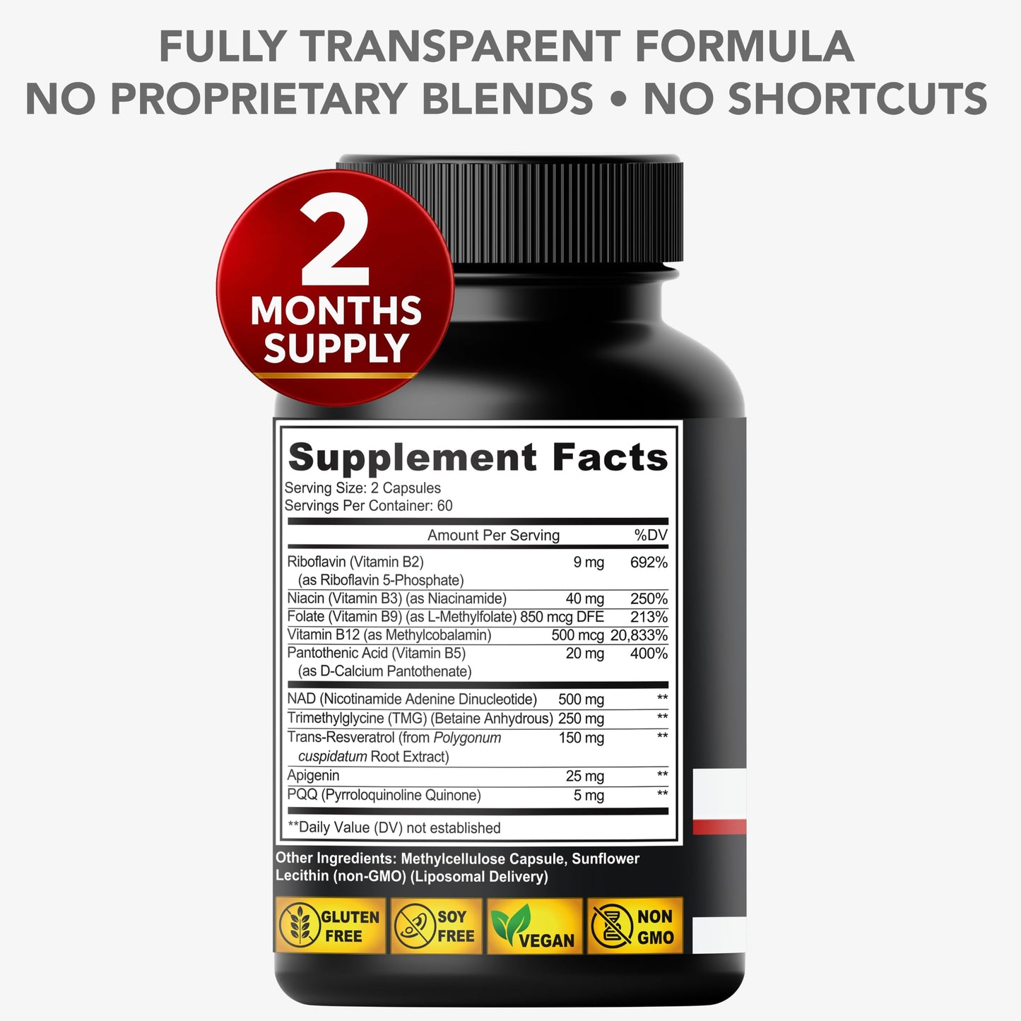 Zoni Nutrition NAD Supplement Liposomal Matrix 1000mg Capsule, 120 Capsules