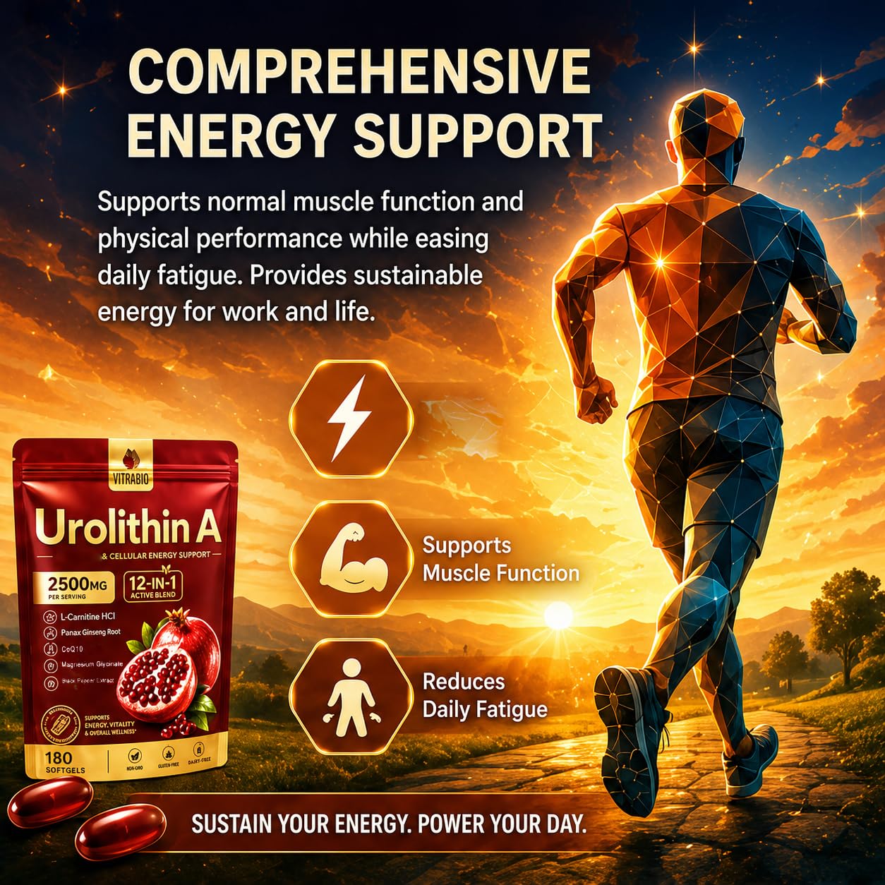 Bodylove Mask Urolithin A+ Supplement, 12-In-1 Formula with Liposomal NAD+, Trans-Resveratrol, Support Cellular Health & Mitochondrial, Natural Antioxidant, Promotes Muscle Strength & Endurance Softgel 1 Count
