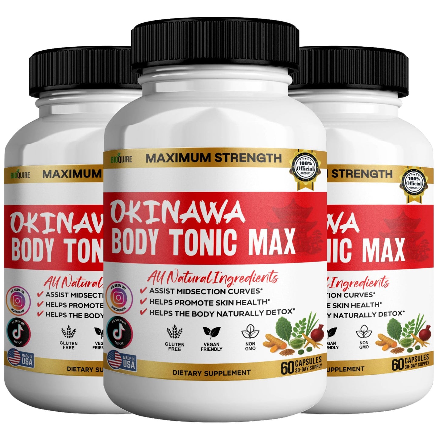 BIOQUIRE Okinawa Body Tonic Max Maximum Strength Natural Dietary Supplement 60 Capsules