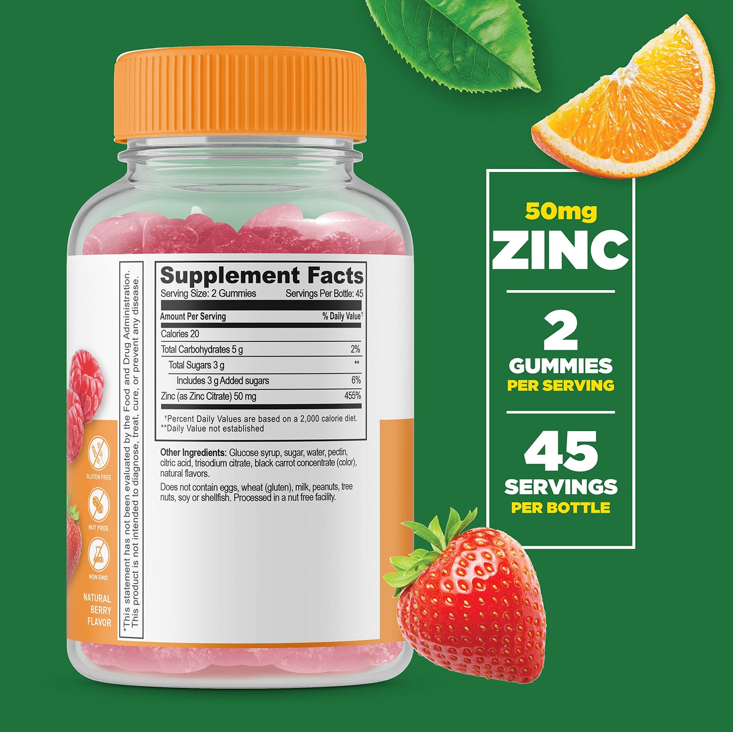 Lifeable Zinc 50mg + Vitamin B6 Gummies, 60 Gummies