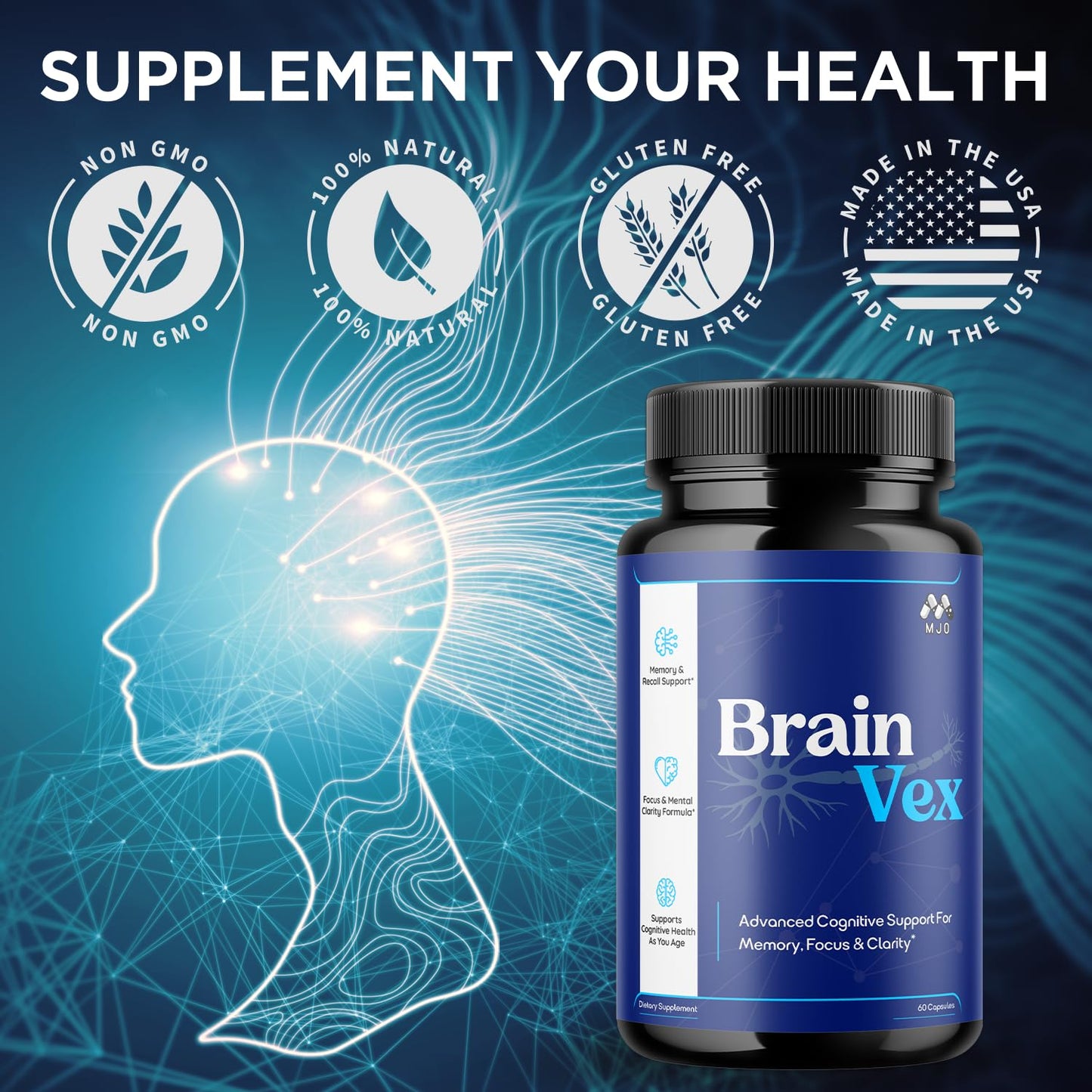MJO Brain Vex Capsules, 120 Capsules