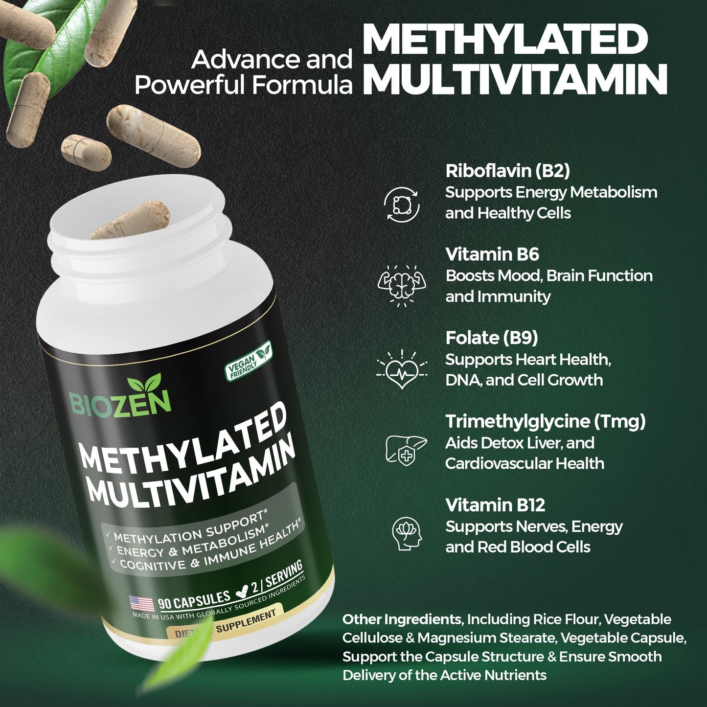 BIOZEN Methylated Multivitamin B Complex Capsule 90 Count
