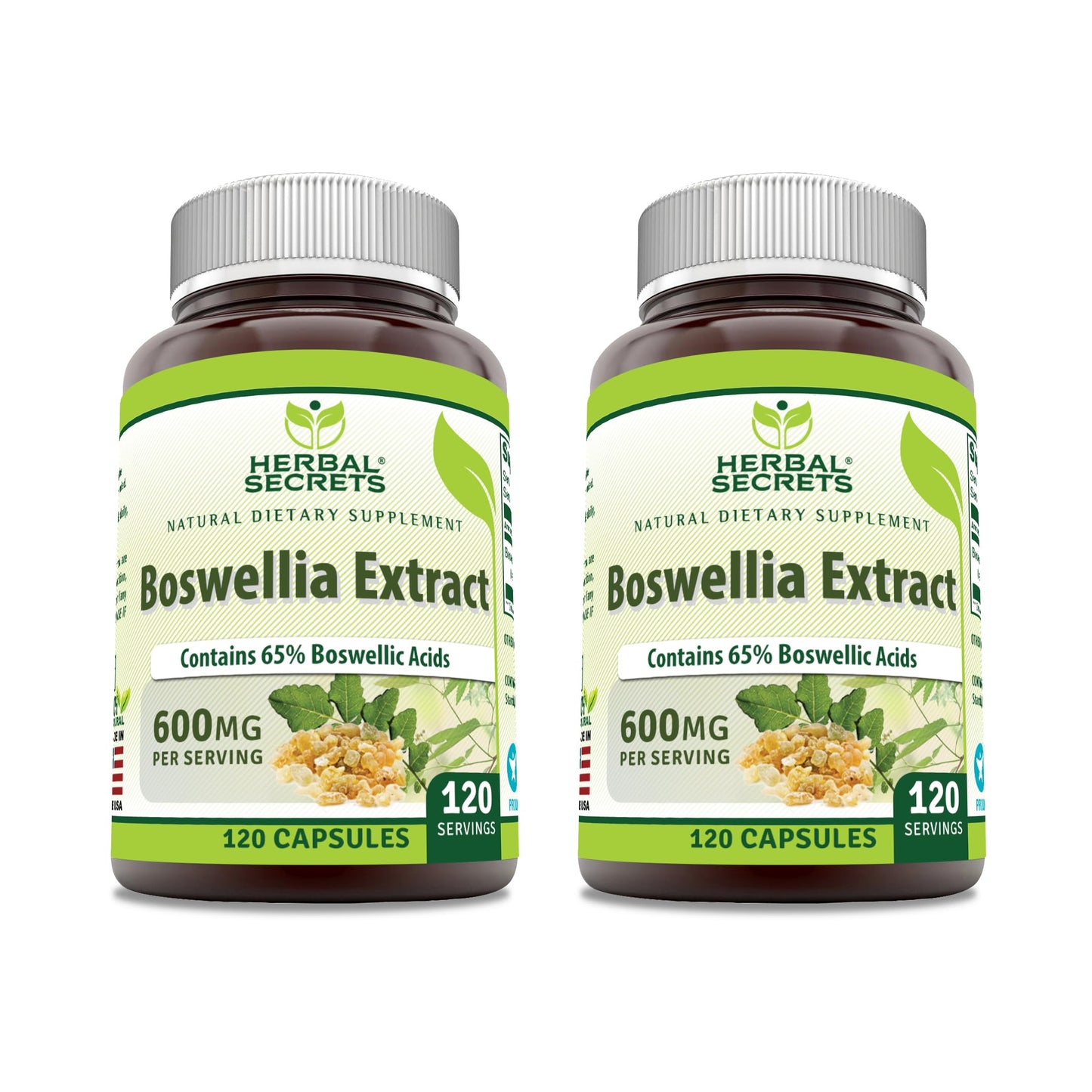 Herbal Secrets Boswellia Serrata Extract (65% Boswellic Acids) 600 mg Capsules, 1 Count