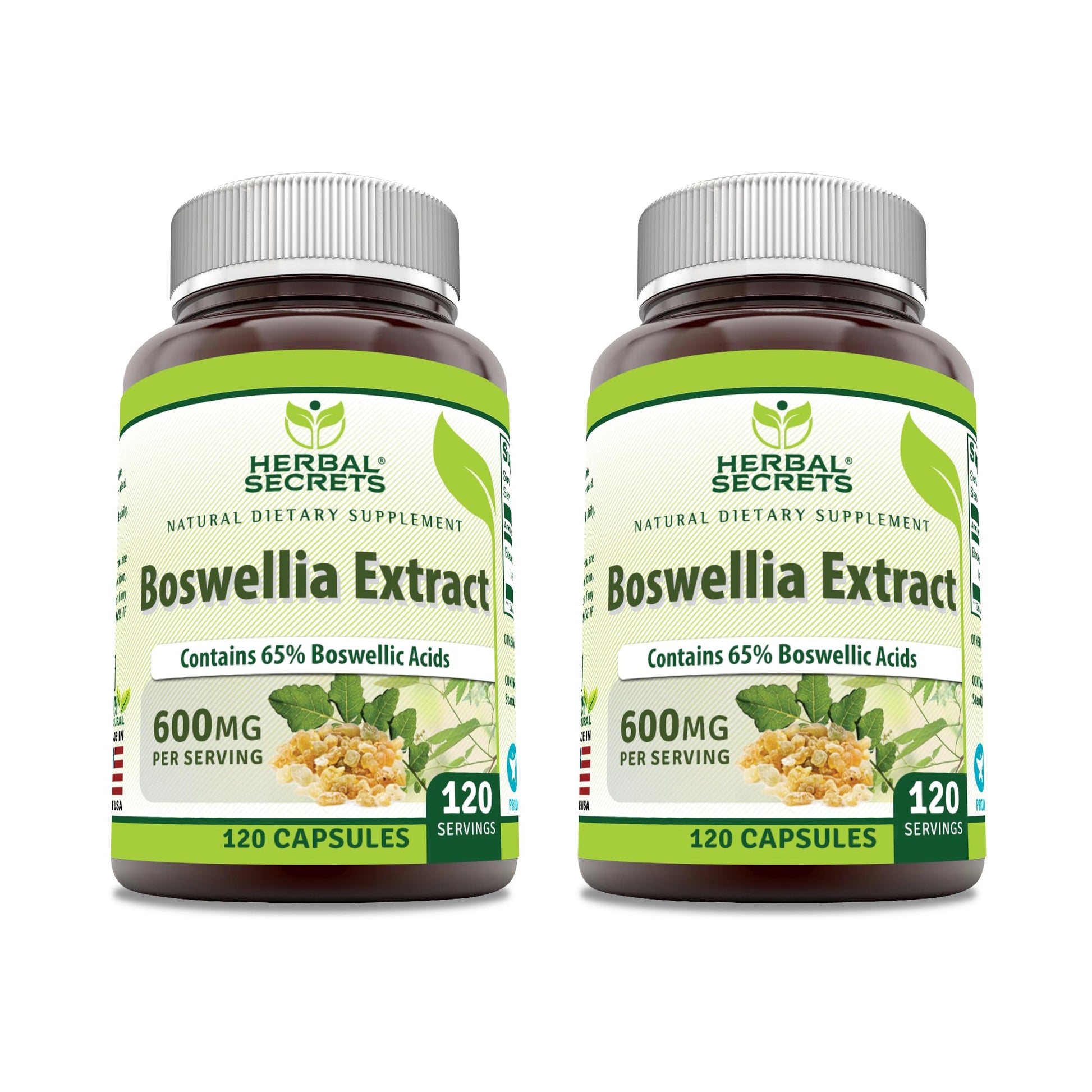 Herbal Secrets Boswellia Serrata Extract (65% Boswellic Acids) 600 mg Capsules, 1 Count