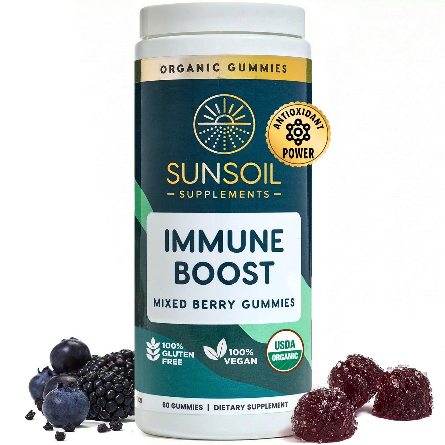 Sunsoil Supplements Immune Boost Organic Gummy 60 Count