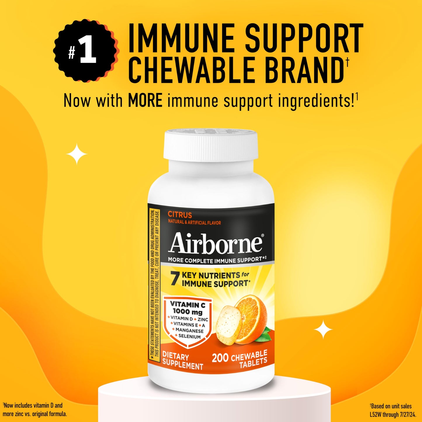 Airborne Citrus Chewable Tablets 200 Count