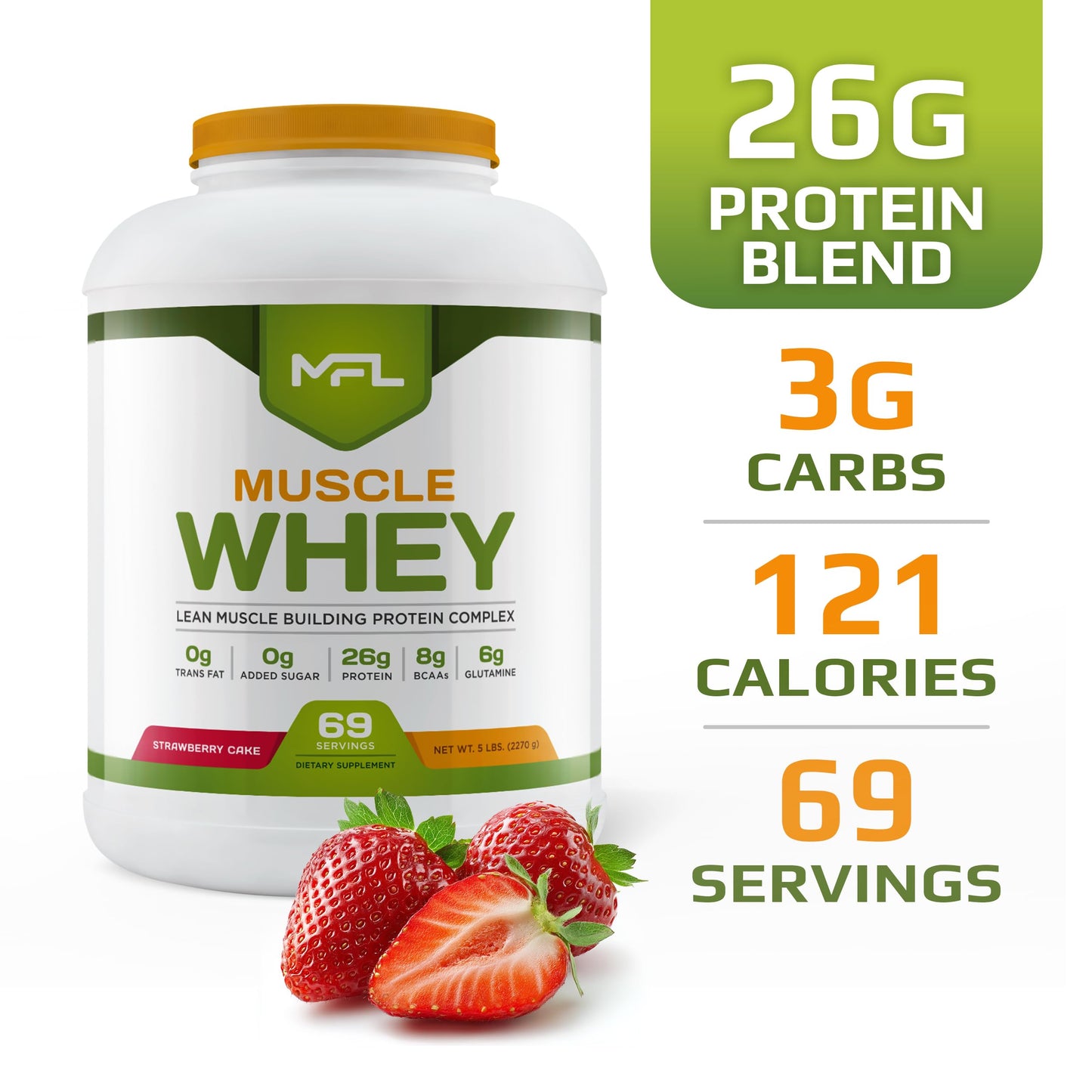 Muscle Food Labs Muscle Whey Protein Powder, 80 Servings