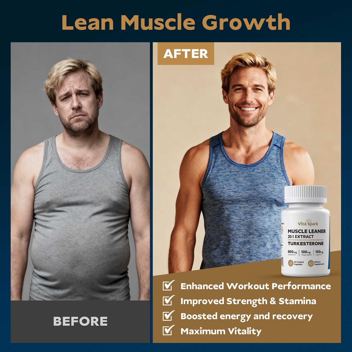 Vita Spark Turkesterone Muscle Leaner Capsule 180 Capsules
