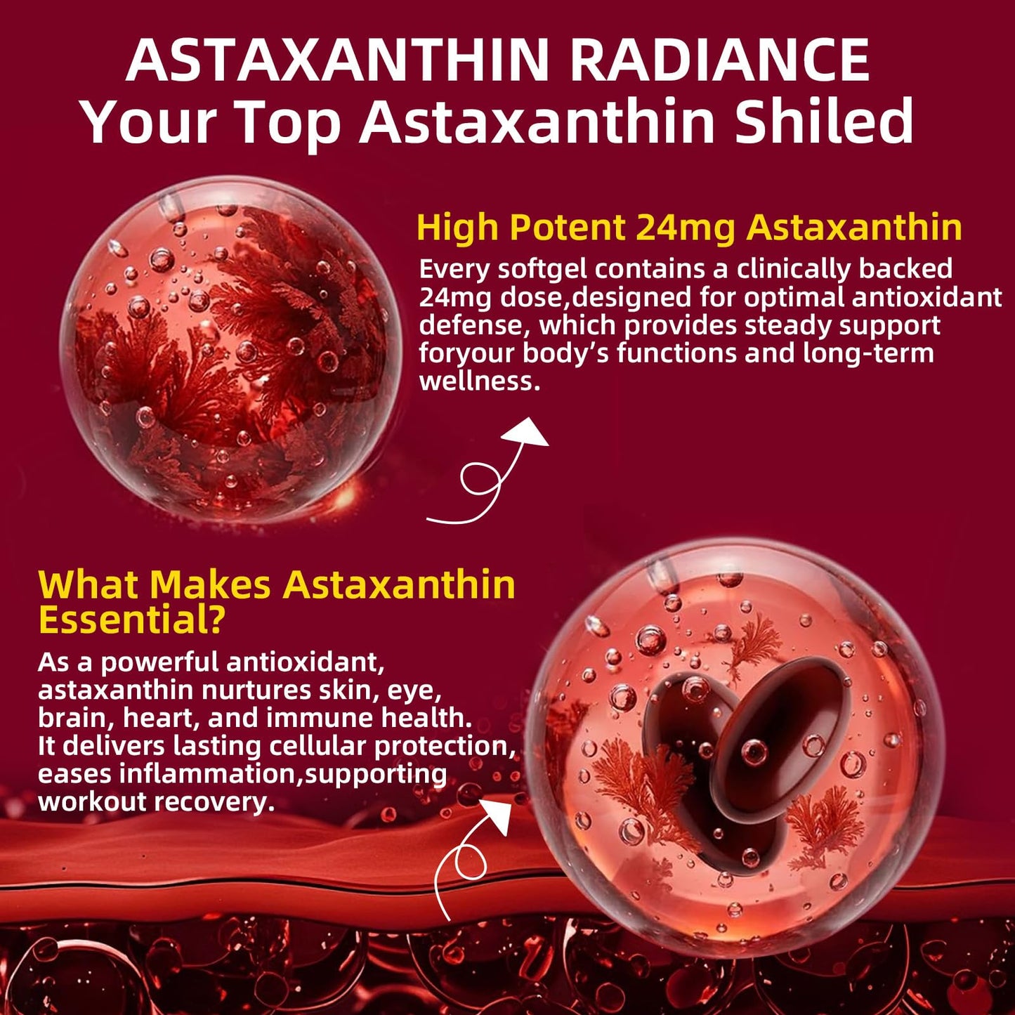 Skiseoy Astaxanthin 24mg Softgels, 300 Count