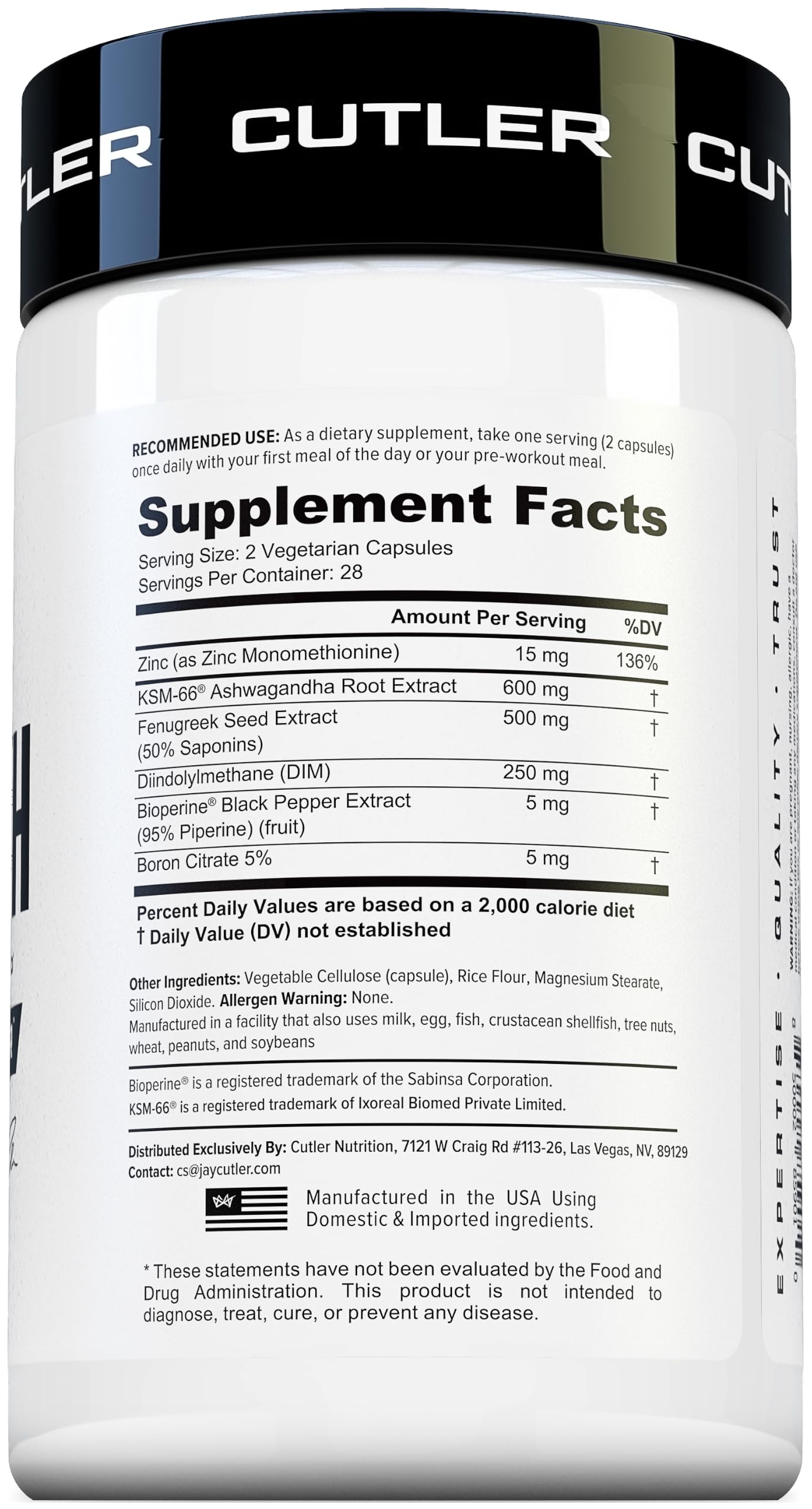 Cutler Nutrition TRIUMPH Testosterone Booster for Men Capsules, 56 Count