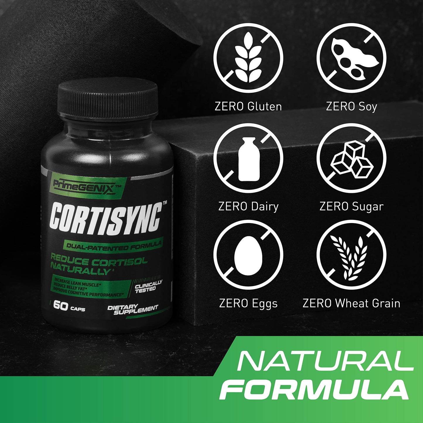 PrimeGENIX CortiSync Reduce Cortisol, Increase Energy, and Improve Focus with Sensoril Ashwagandha 60 Capsules