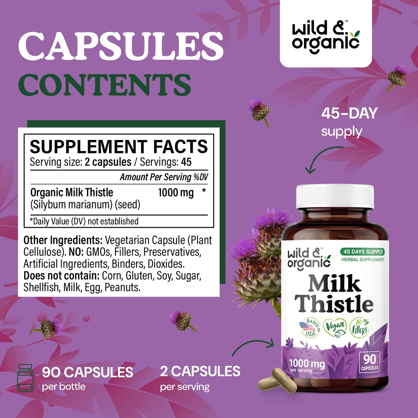 Wild & Organic Milk Thistle Capsules 90 Capsules