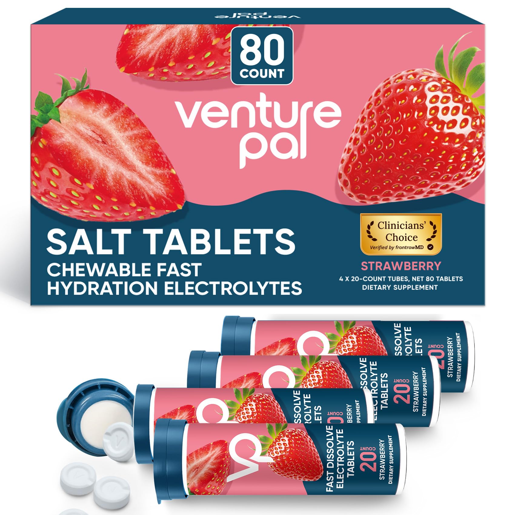 Venture Pal Chewable Electrolyte Tablets 80 Count (Pack of 4)