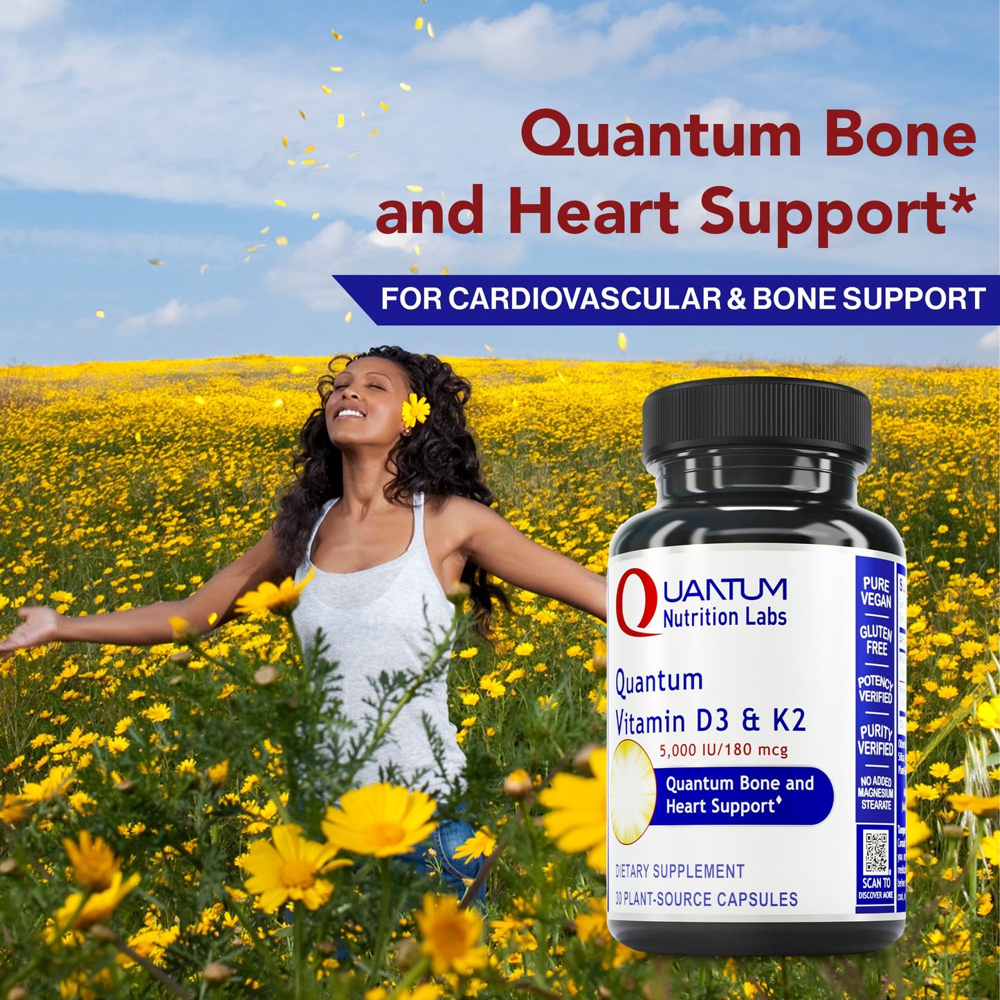 Quantum Nutrition Vitamin D3 and K2 Supplement, 30 Capsules