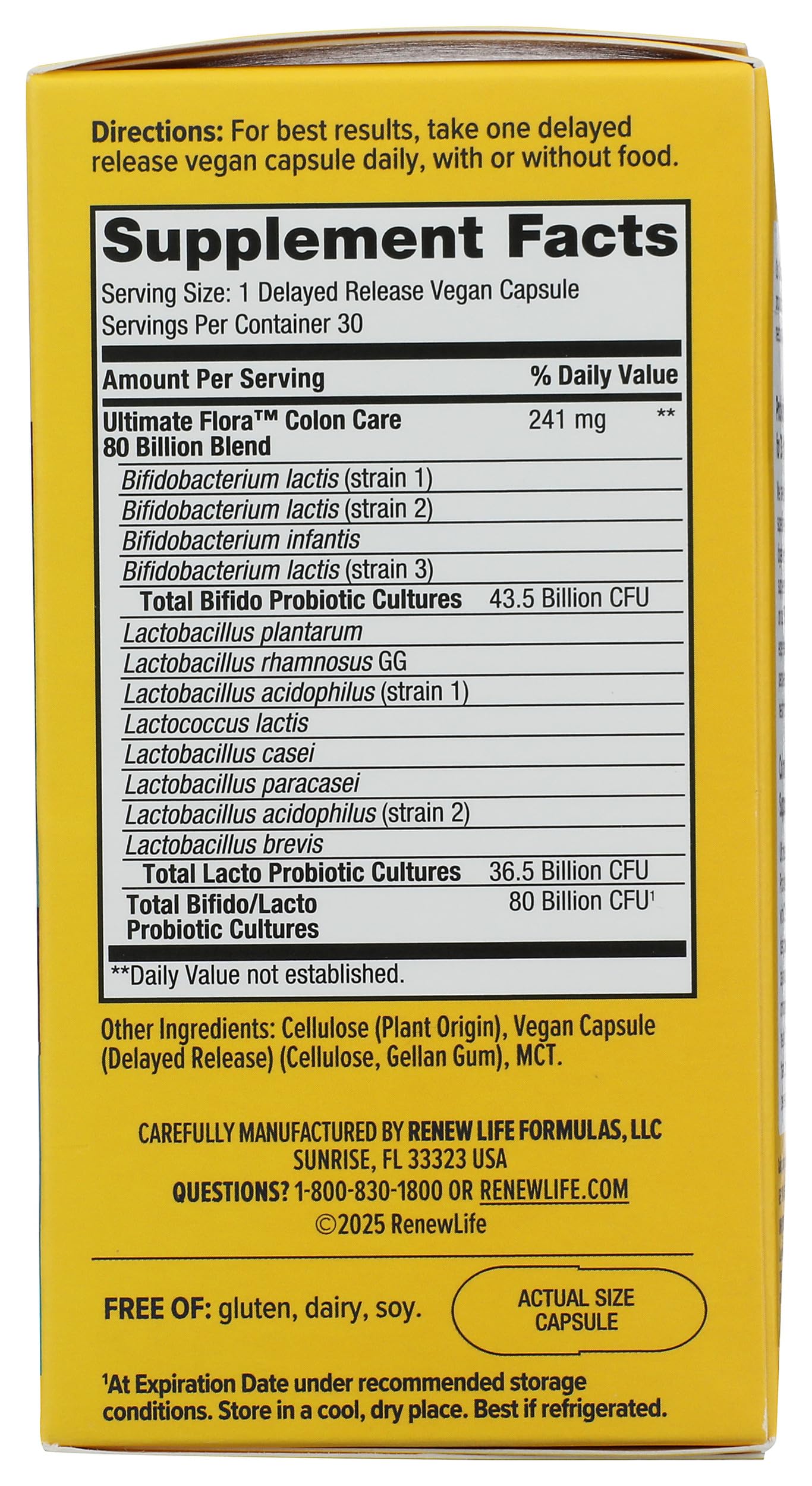 Renew Life Probiotic 80B Colon Care Capsule 30 Count