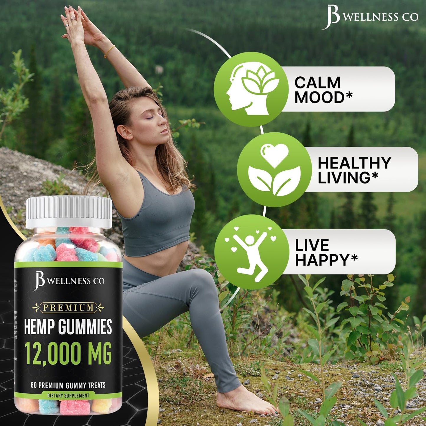JB Wellness Co Hemp Gummies Premium 12,000 Gummies, 120 Count