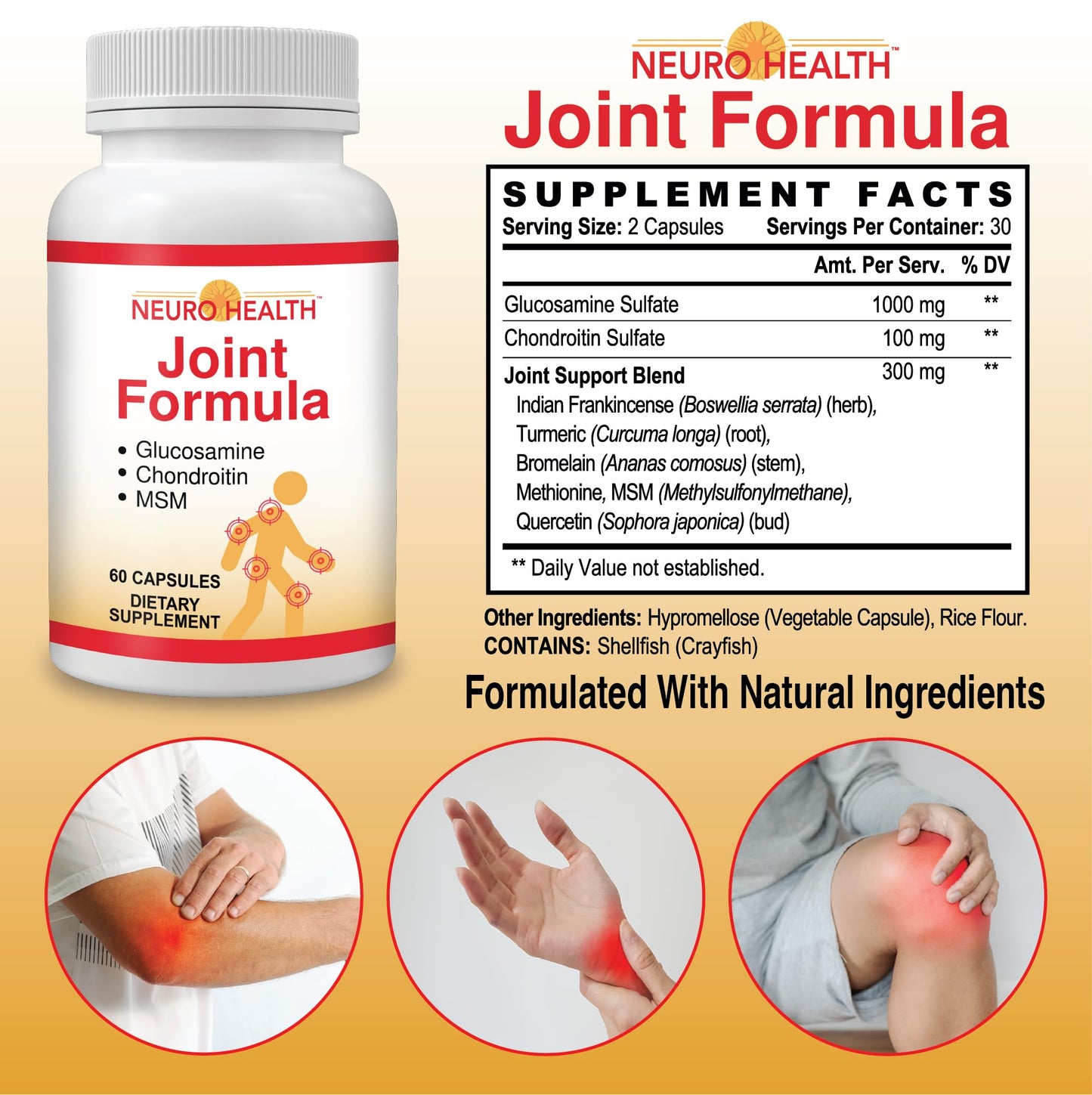 Neuro Health Joint Formula with Glucosamine, Chondroitin and MSM, 60 Capsules