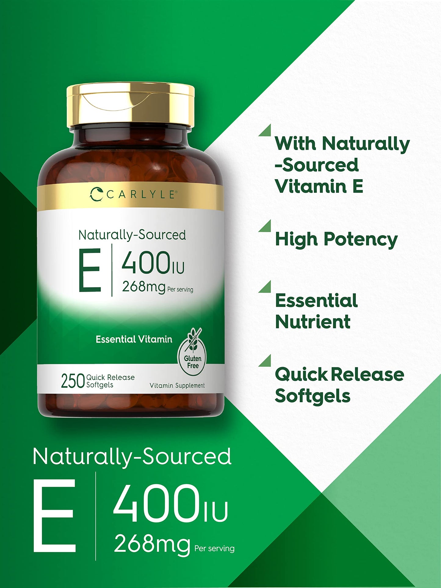 Carlyle Vitamin E 400 IU Softgels, 250 Count