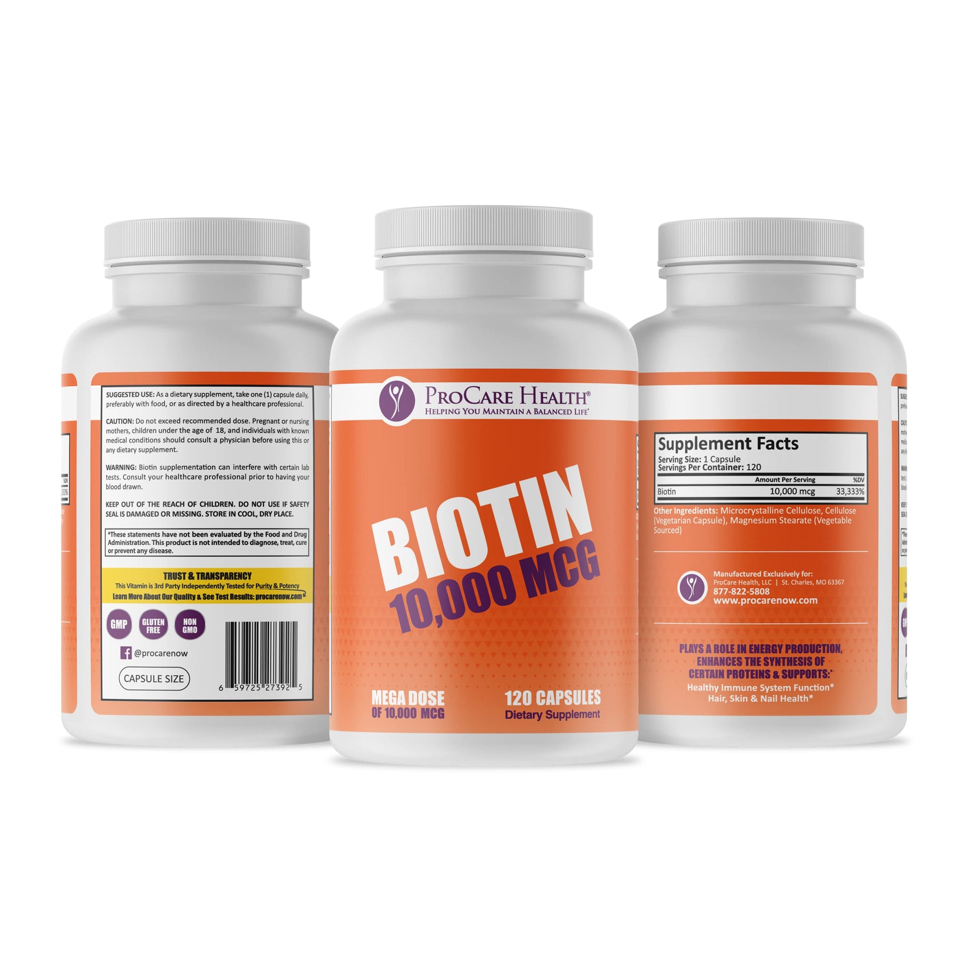 ProCare Health Biotin 10,000mcg Capsule, 120 Count