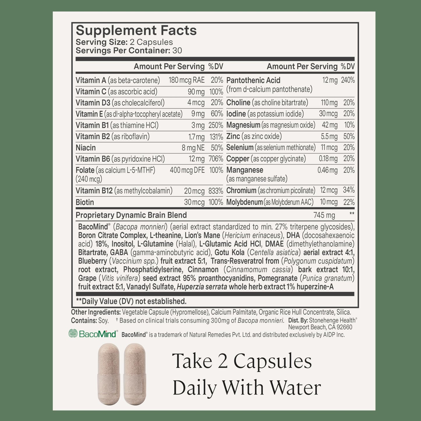 Stonehenge Health Dynamic Brain BacoMind Capsules, 60 Capsules