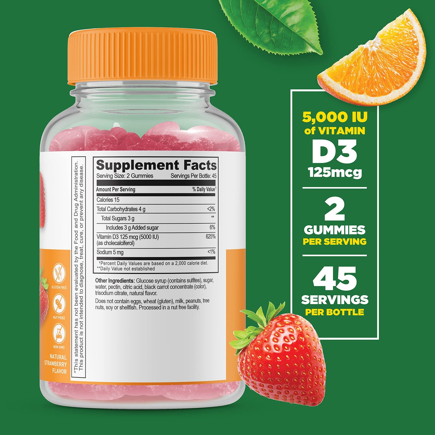 Lifeable Collagen & Vitamin C + Vitamin D 5000 IU Gummies, 180 Count
