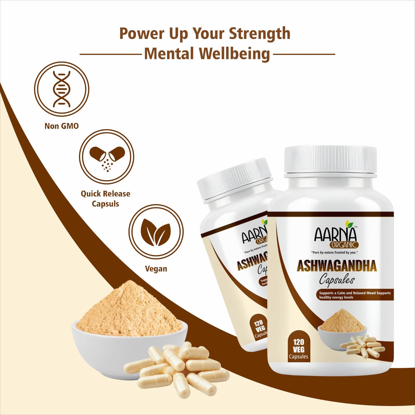 AARNA ORGANIC Ashwagandha 900 mg per Serving Capsules, 120
