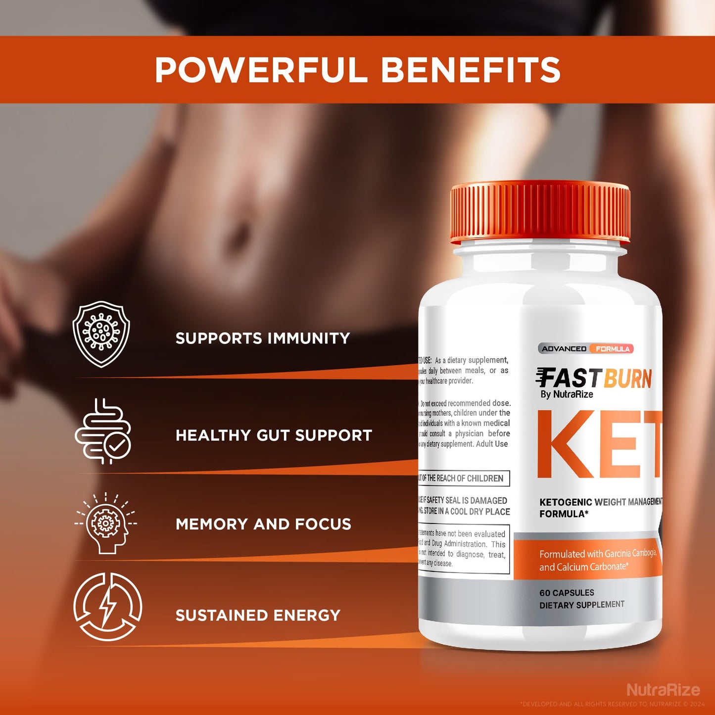 NutraRize Fast Burn Keto Capsules, 180 Capsules