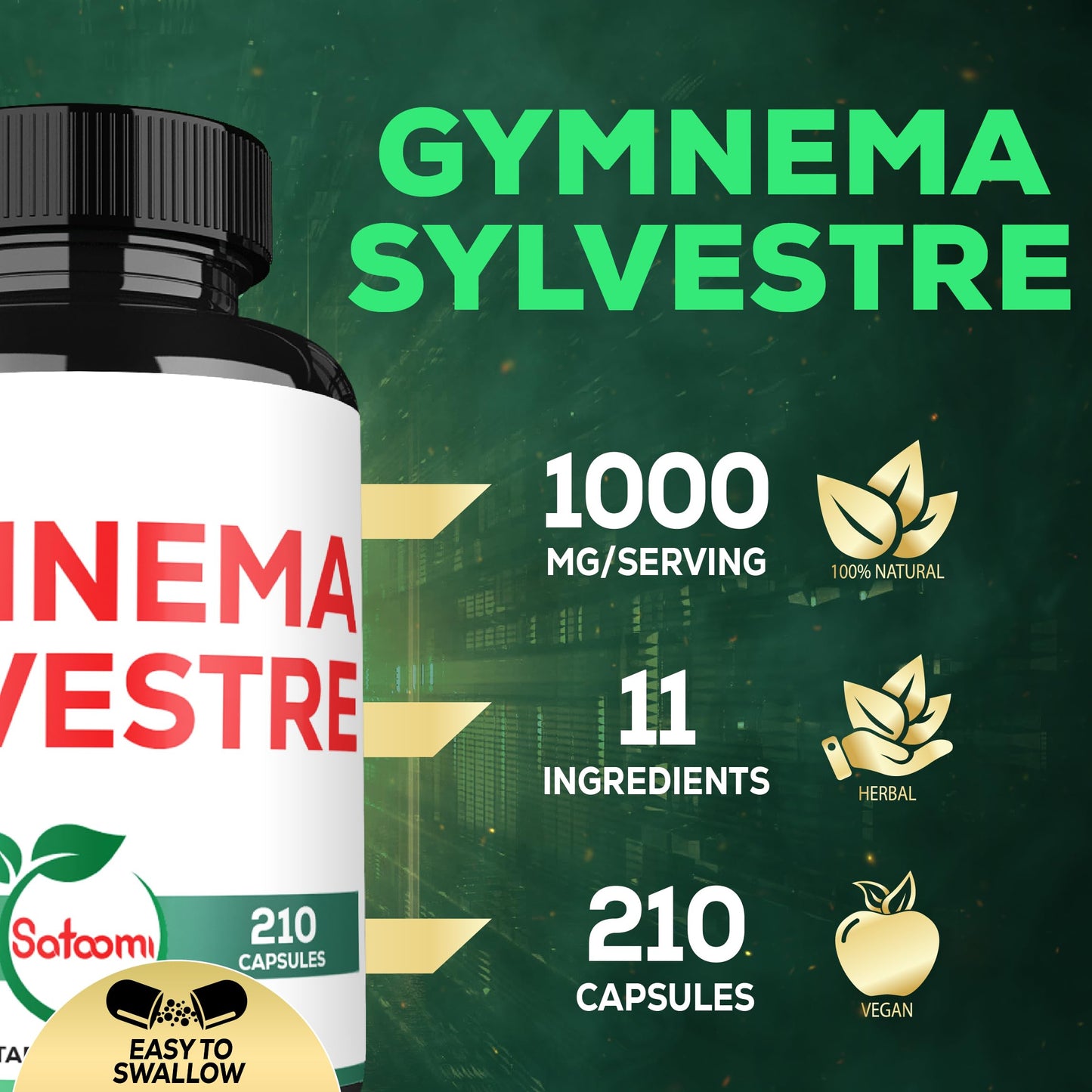 Satoomi Gymnema Sylvestre 1000mg Capsule 210 Count