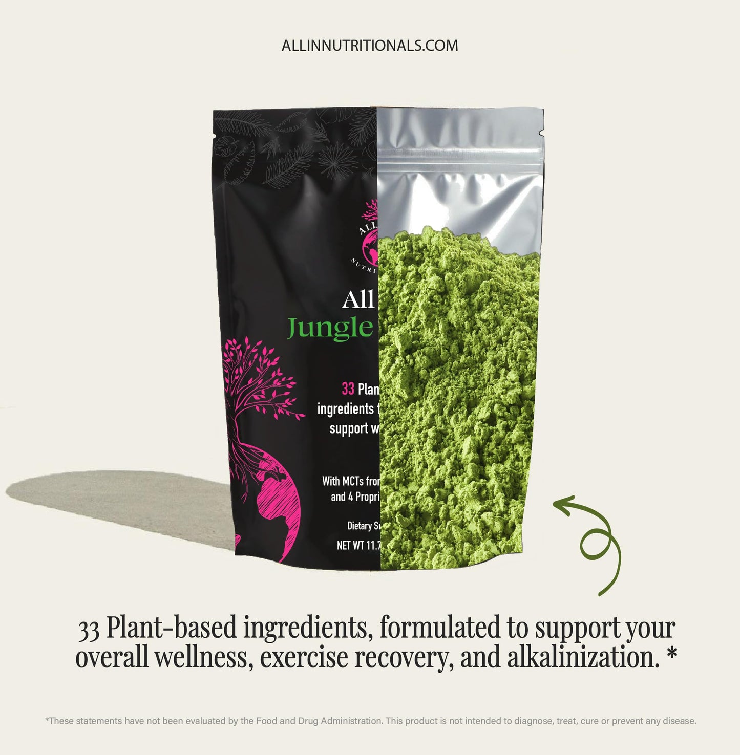 All In Nutritionals Jungle Greens Powder 11.75 oz (Pack of 10)