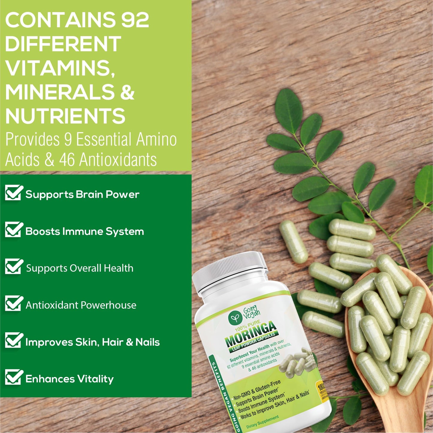 Going Vegan Moringa Capsules 180 Capsules