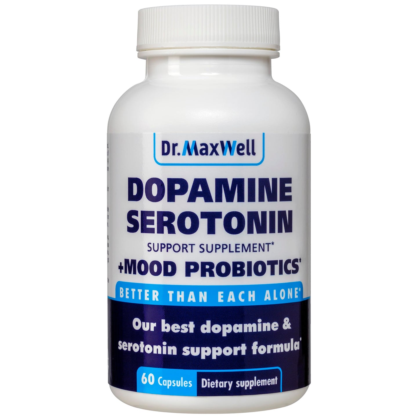 Dr. Maxwell Serotonin and Dopamine Supplements with Mood Probiotic 5in1 Capsules, 60 Count