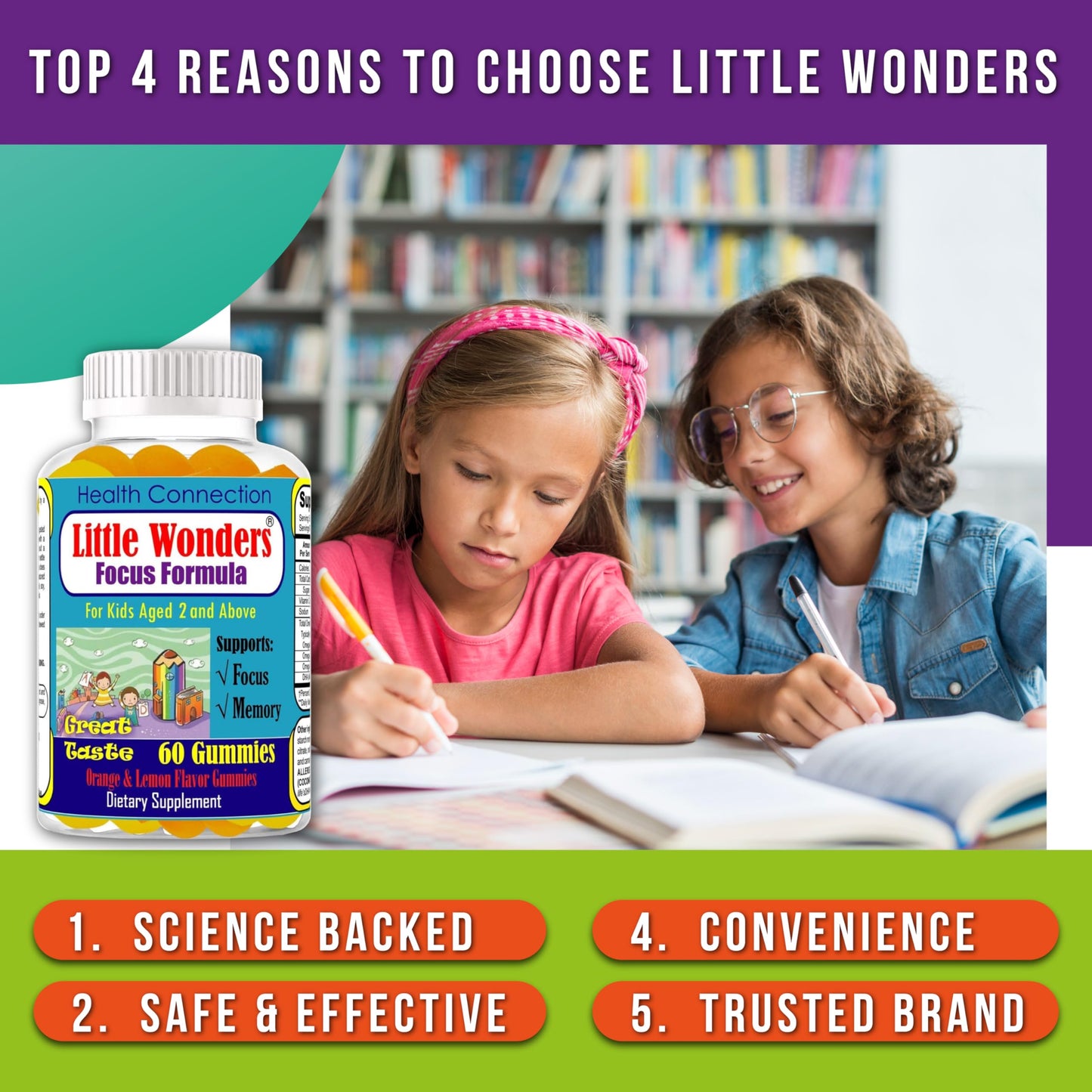 Celebrity LifeStyle Product Little Wonders Kids Omega 3 DHA Gummies, 60 Gummies