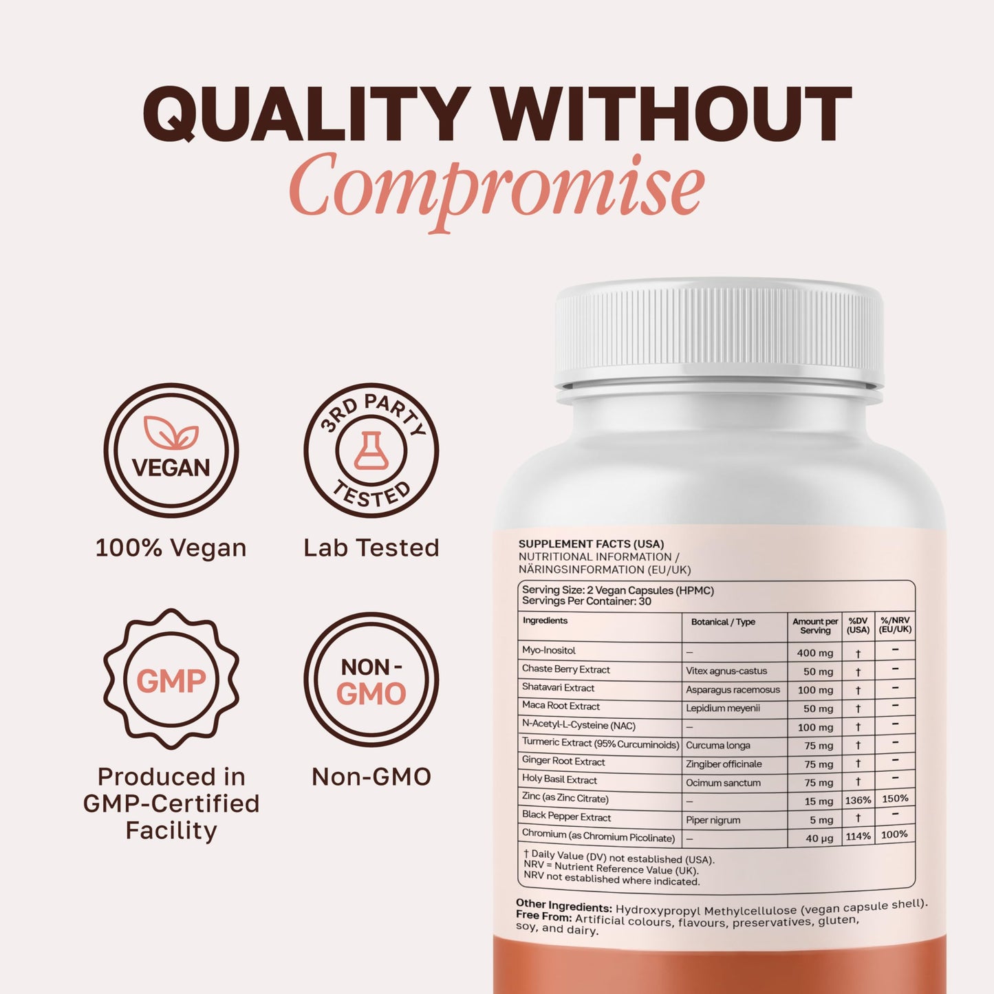 Zyzven Naturals Freja Advance Women’s Wellness Supplement, Myo-Inositol Complex with Vitex, Maca, Shatavari, NAC, Zinc & Chromium, Daily Herbal Nutritional Support, Vegan Non-GMO, 60 Capsules