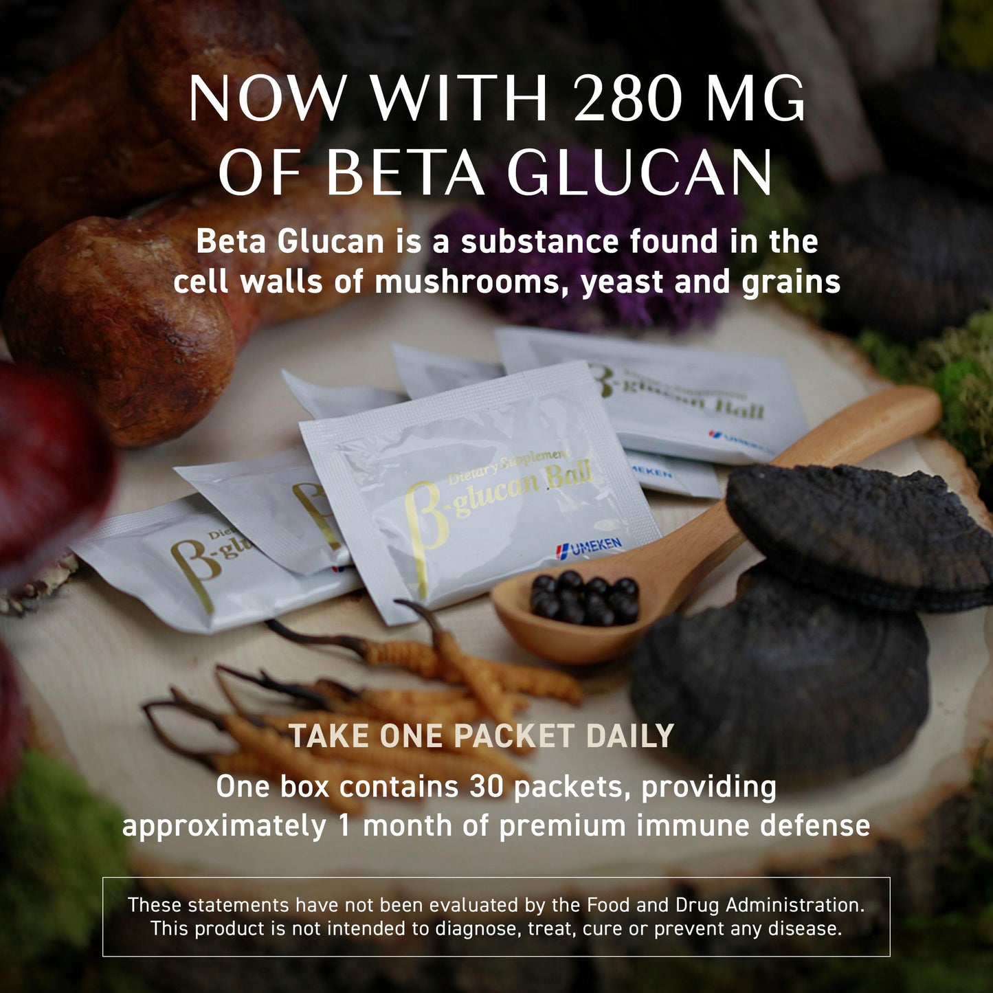 Umeken Beta Glucan Immune Boost Mushroom Extract Tablet 30 Count