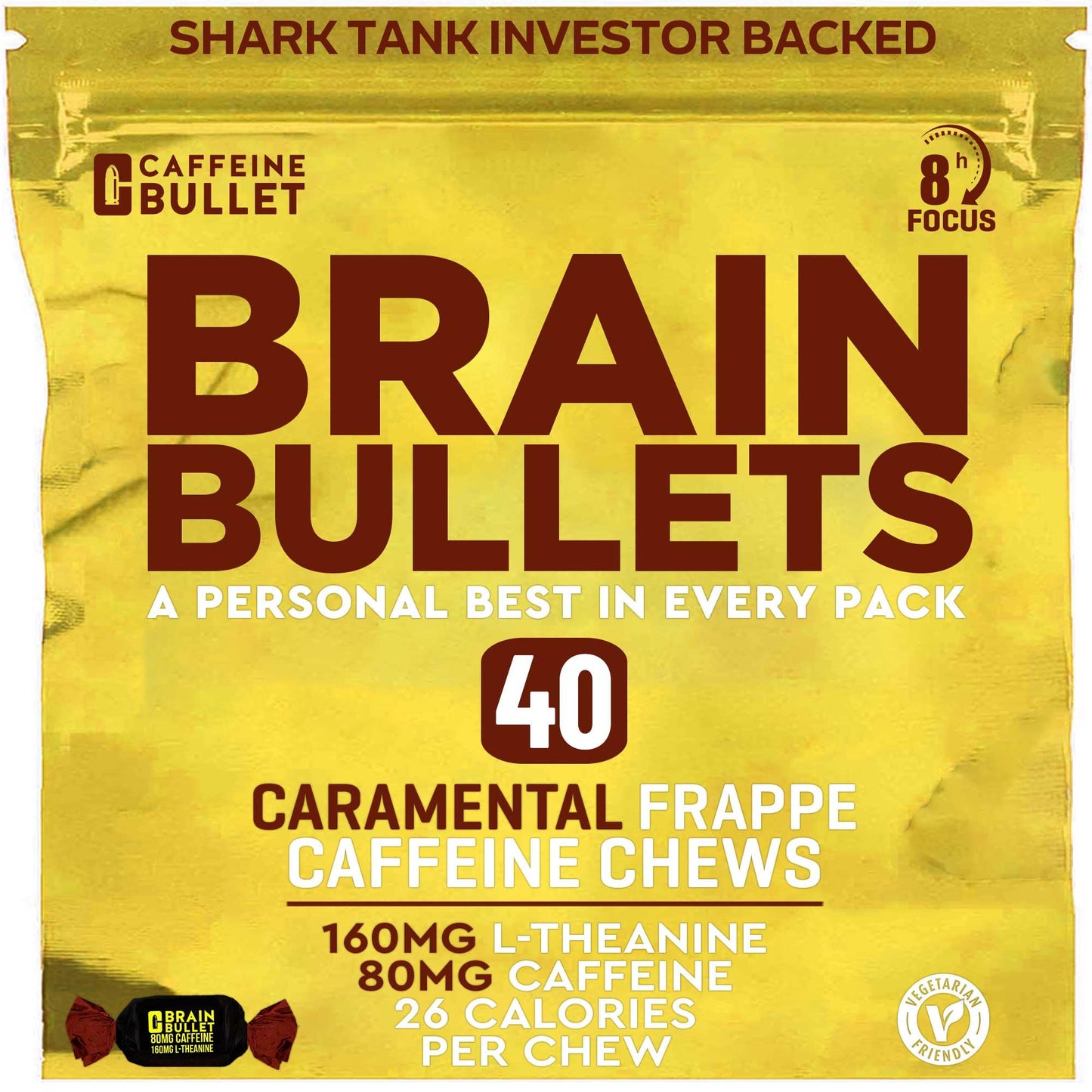 Caffeine Bullet Caramental Brain Bullet Chewable 3 Bags