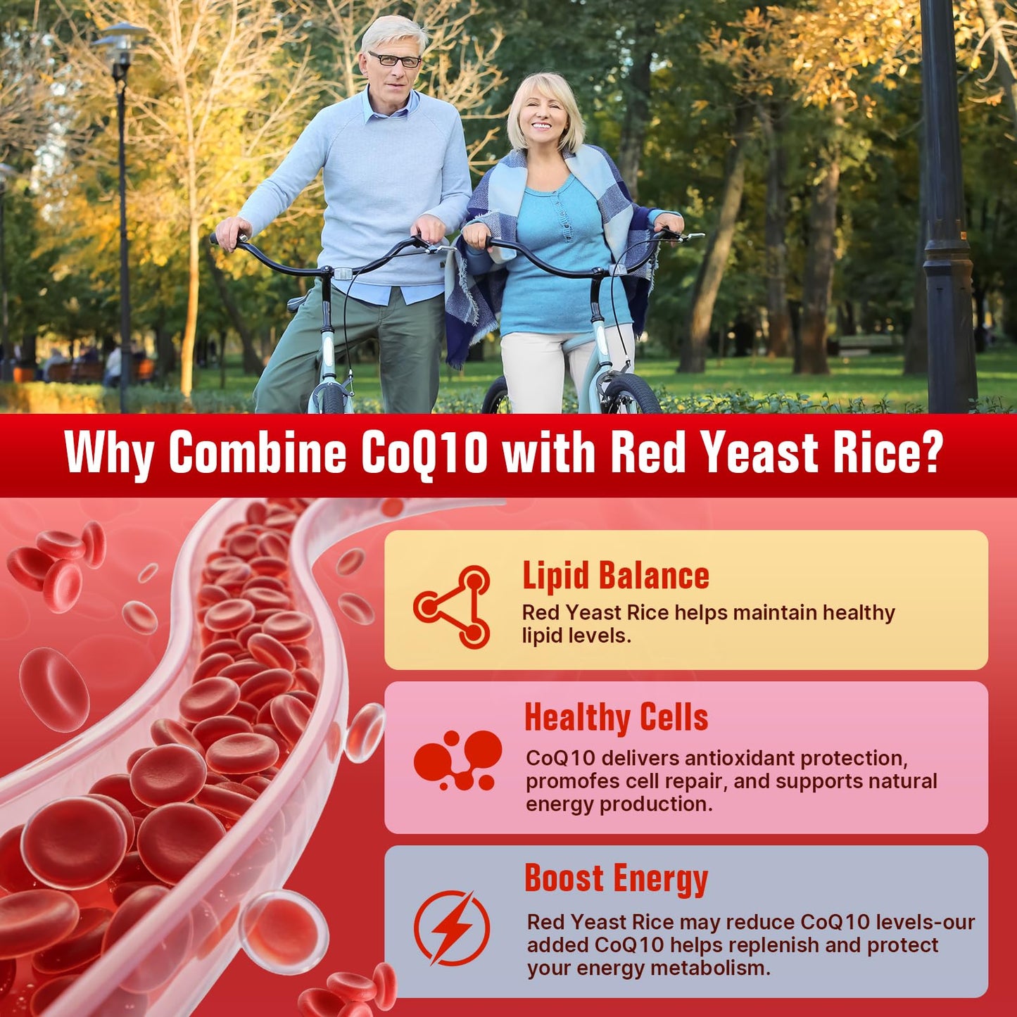 YUULAI Red Yeast Rice with Coq10 Gummies, Red Yeast Rice Supplement for Overall Health, Sugar Free, Vegan, Raspberry Flavor, 60 Count