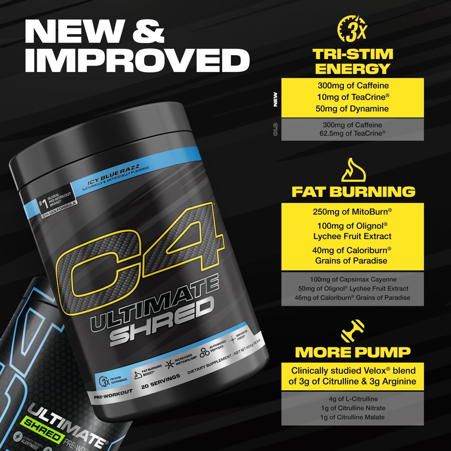 C4 Ultimate Shred Pre Workout Powder 11.1 Ounce