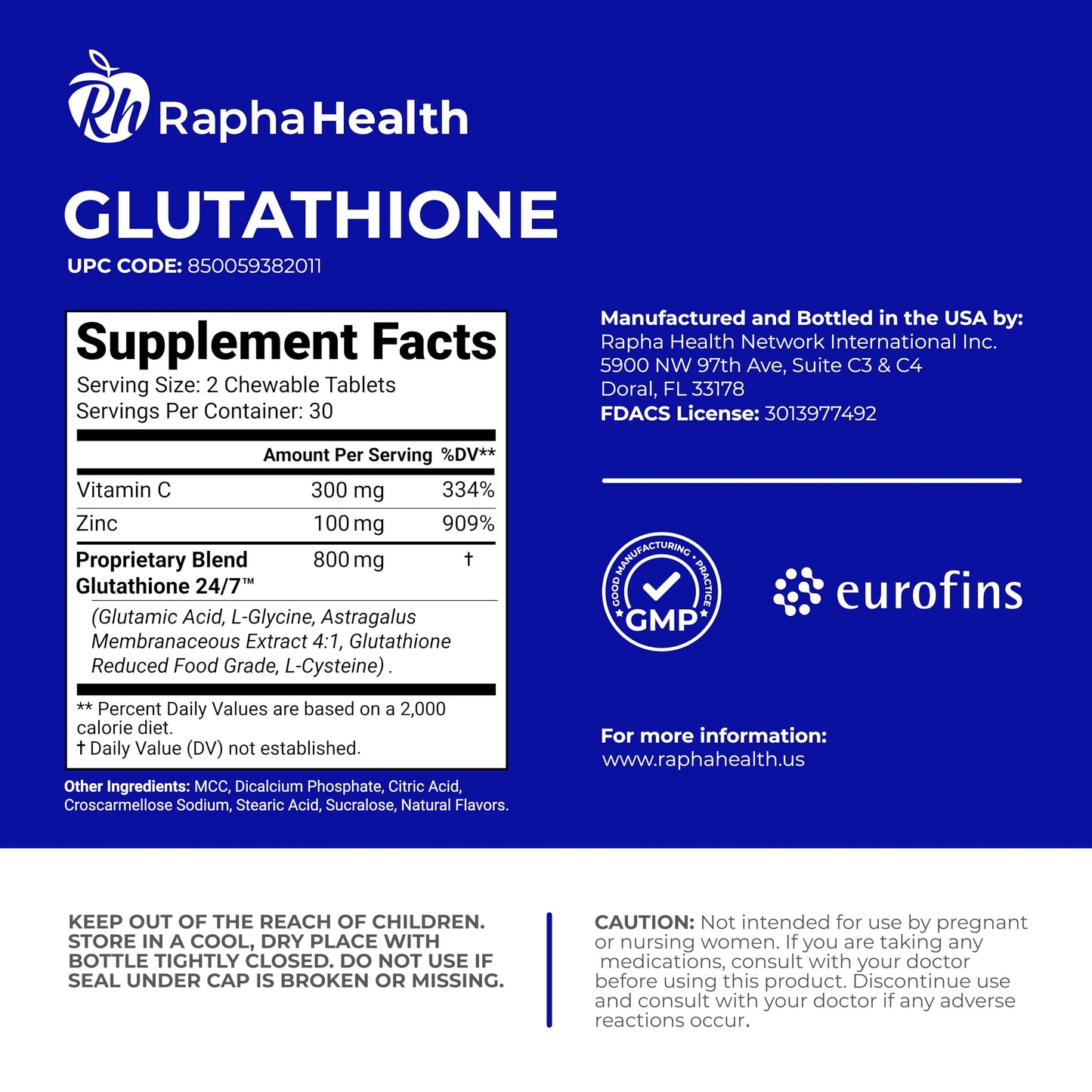 RAPHA HEALTH Glutathione Enhanced with Vitamin C & Zinc Chewable 120