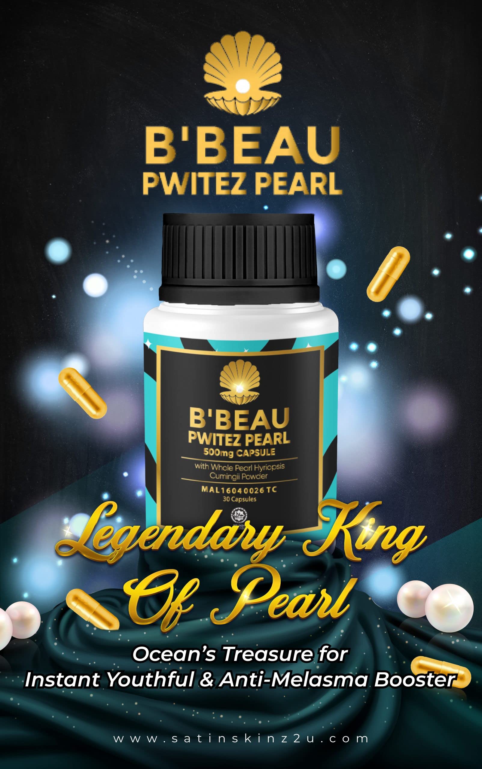 Elizkof Beauty Store PWITEZ Pearl 500 mg Capsule Anti-Aging Antioxidant Hyperpigmentation Treatment